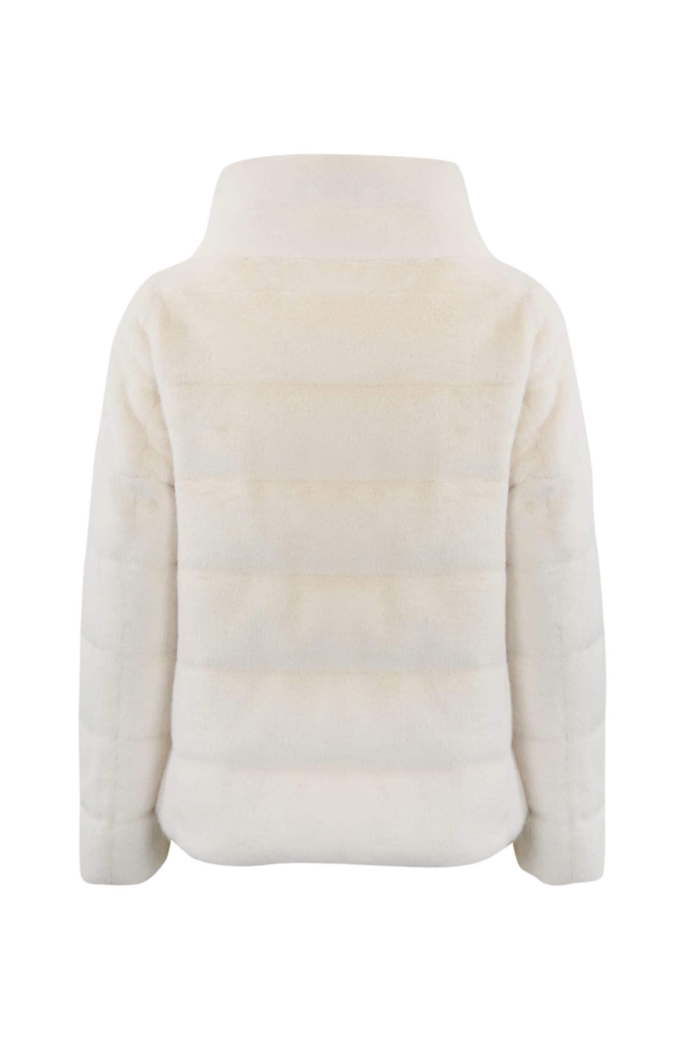 Shop Herno Faux Fur Cape In Bianco