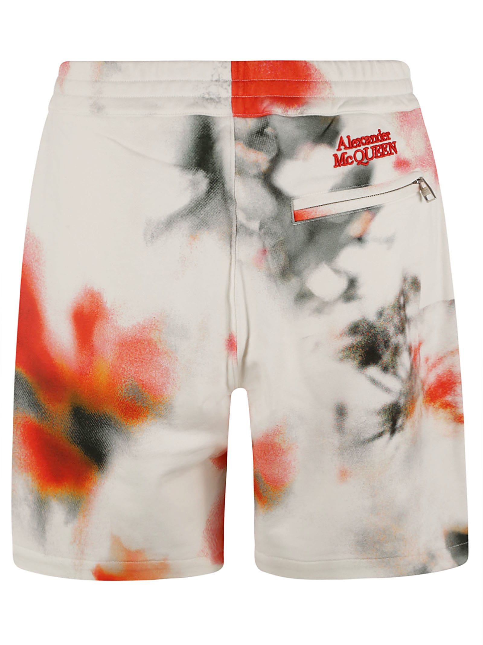 Shop Alexander Mcqueen Elastic Waist Logo Shorts In White/red/black