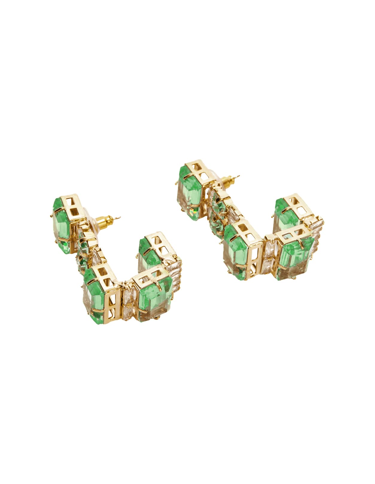 Shop Ermanno Scervino Earrings With Green Stones