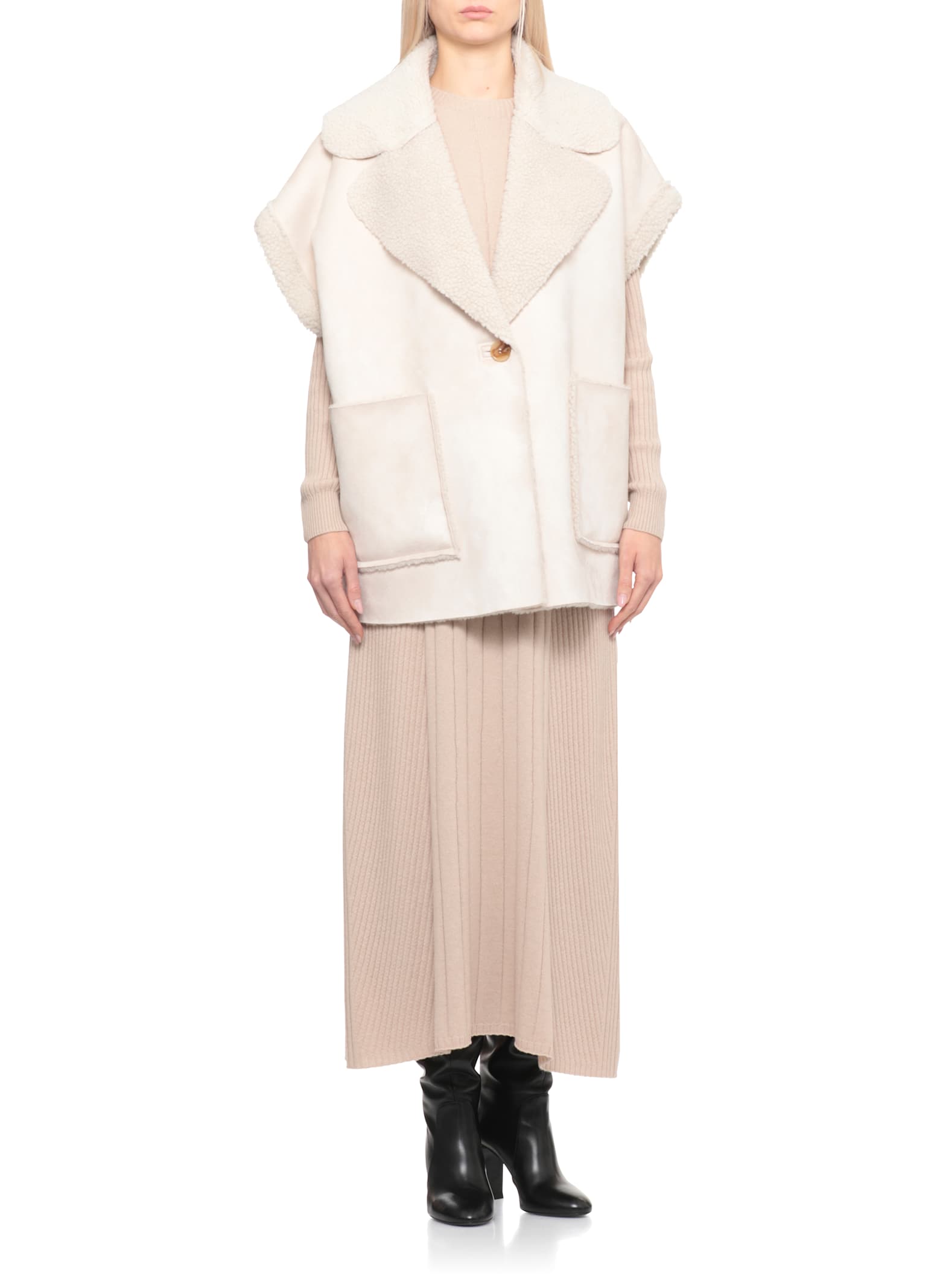 Betta Corradi Synthetic Suede Leather Vest In White