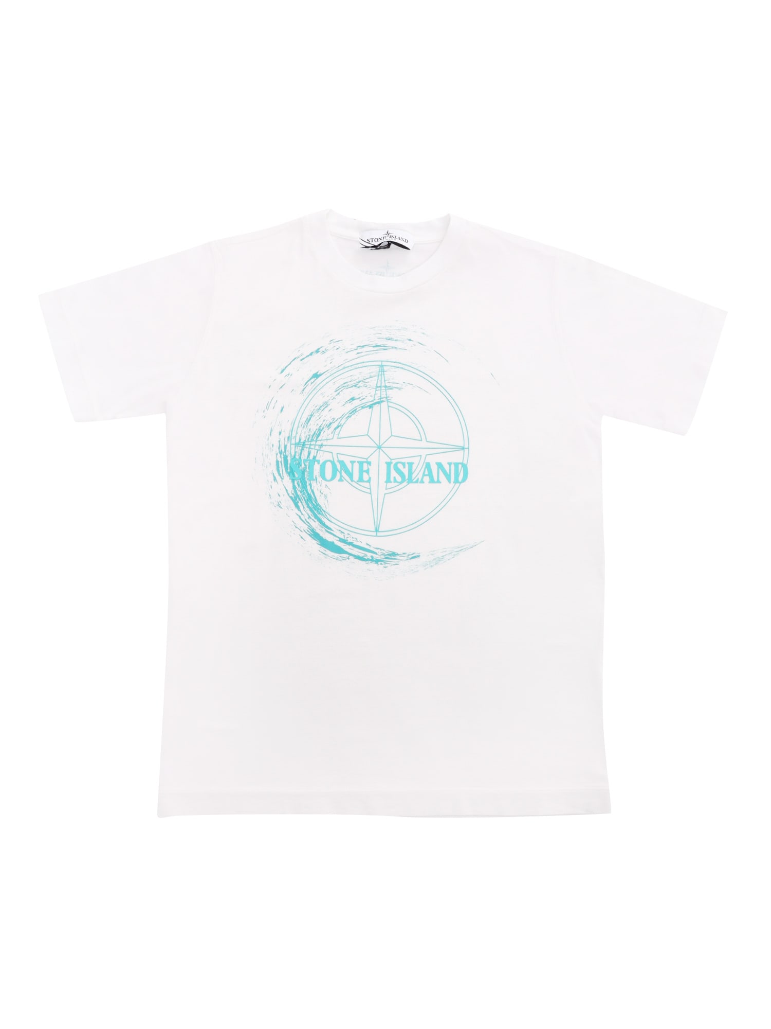 Stone Island Junior Kids' White T-shirt With Logo Prints