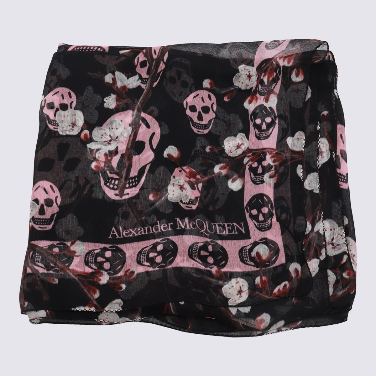 Shop Alexander Mcqueen Classic Blossom Scarf In Black