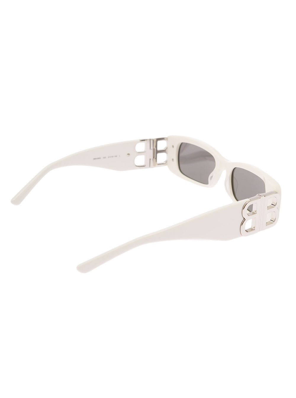 Shop Balenciaga Dynasty Rectangle White Rectangular Sunglasses With Silver-tone Detailing In Acetate Woman