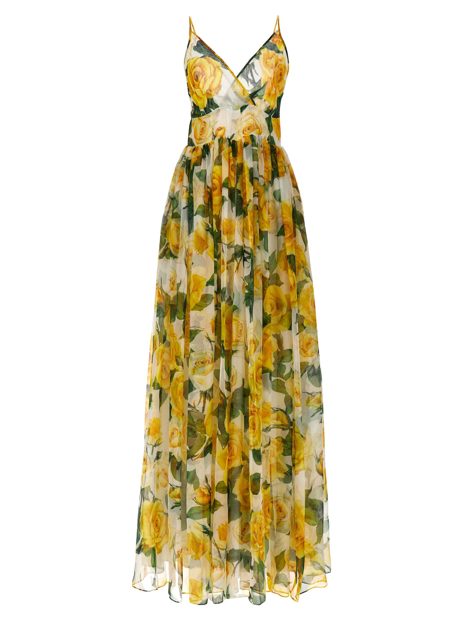 Shop Dolce & Gabbana Rose Gialle Dress In Yellow