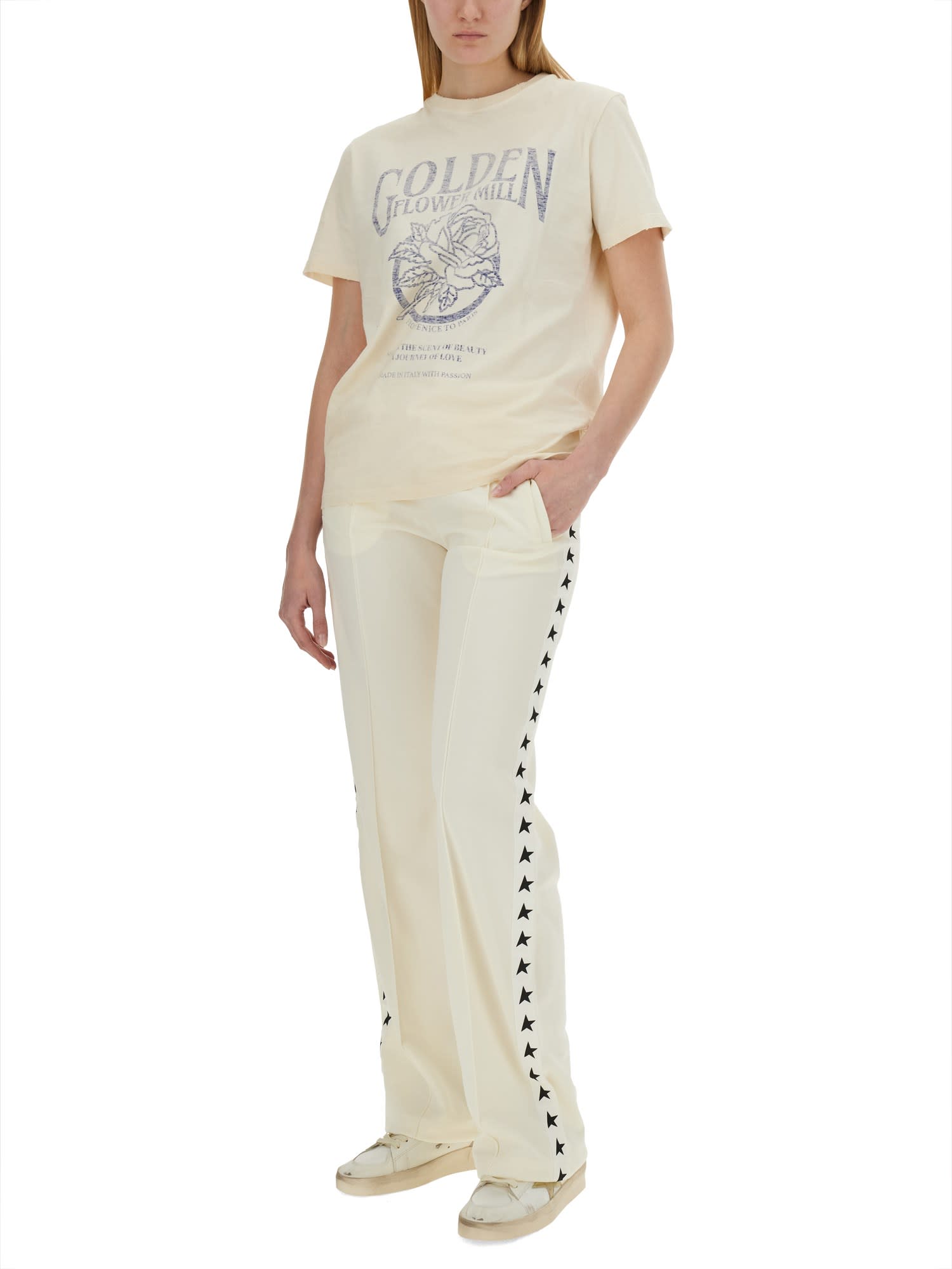 Shop Golden Goose Jogging Pants Dorotea In Papyrus