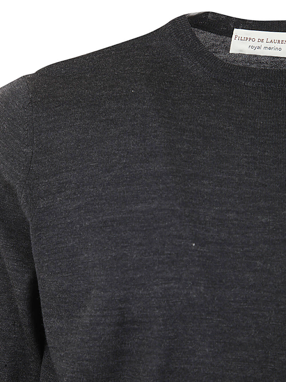 Shop Filippo De Laurentiis Royal Merino Long Sleeves Crew Neck Sweater In Anthracite