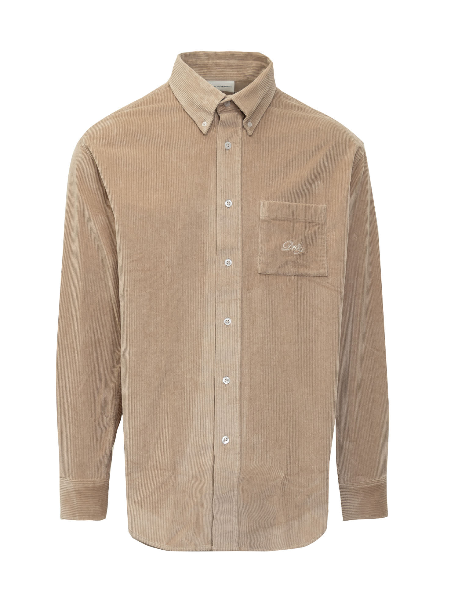 Shop Drôle De Monsieur Corduroy Shirt In Beige