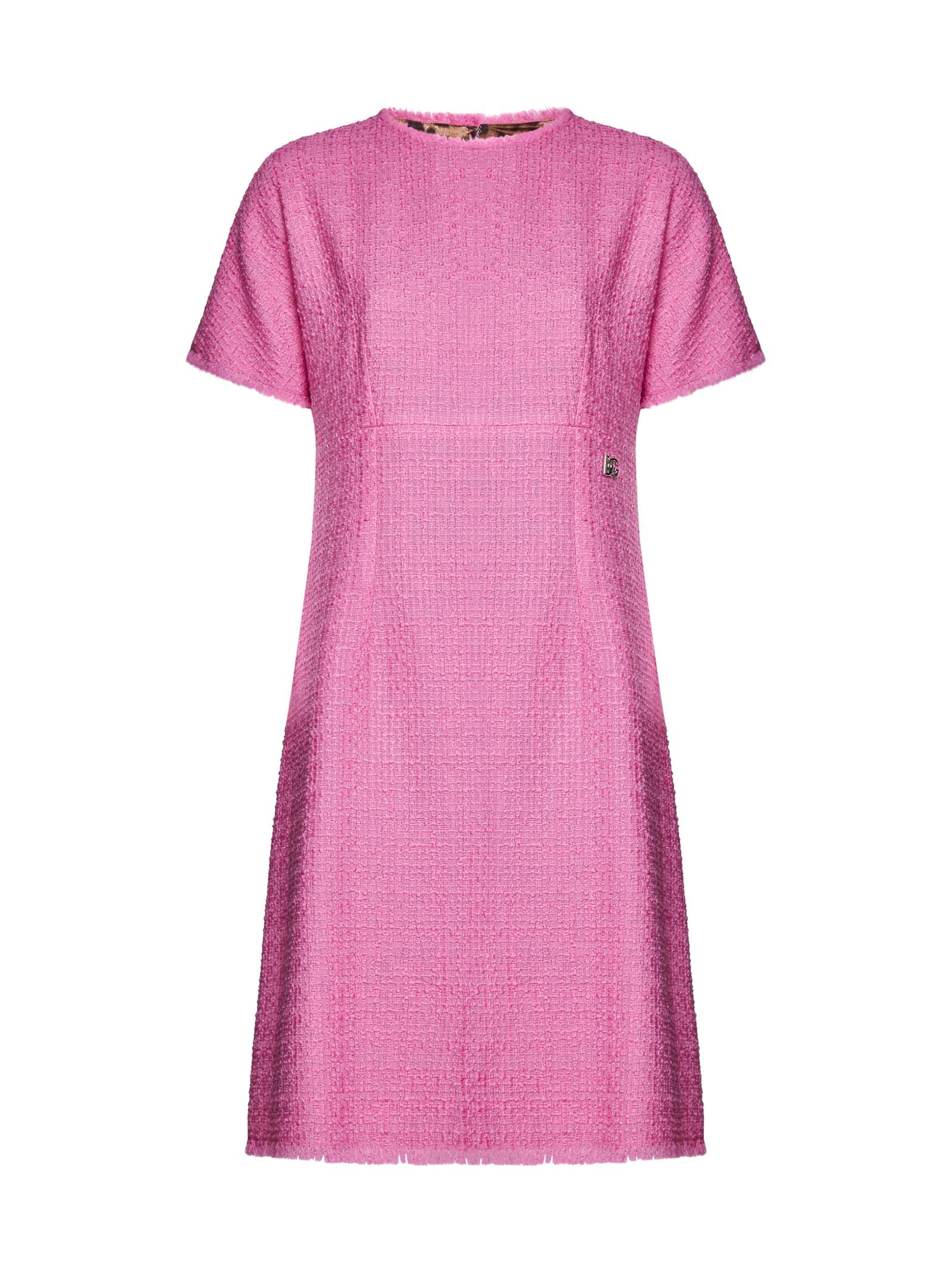 Dolce & Gabbana Tweed Midi Dress In Rosa2