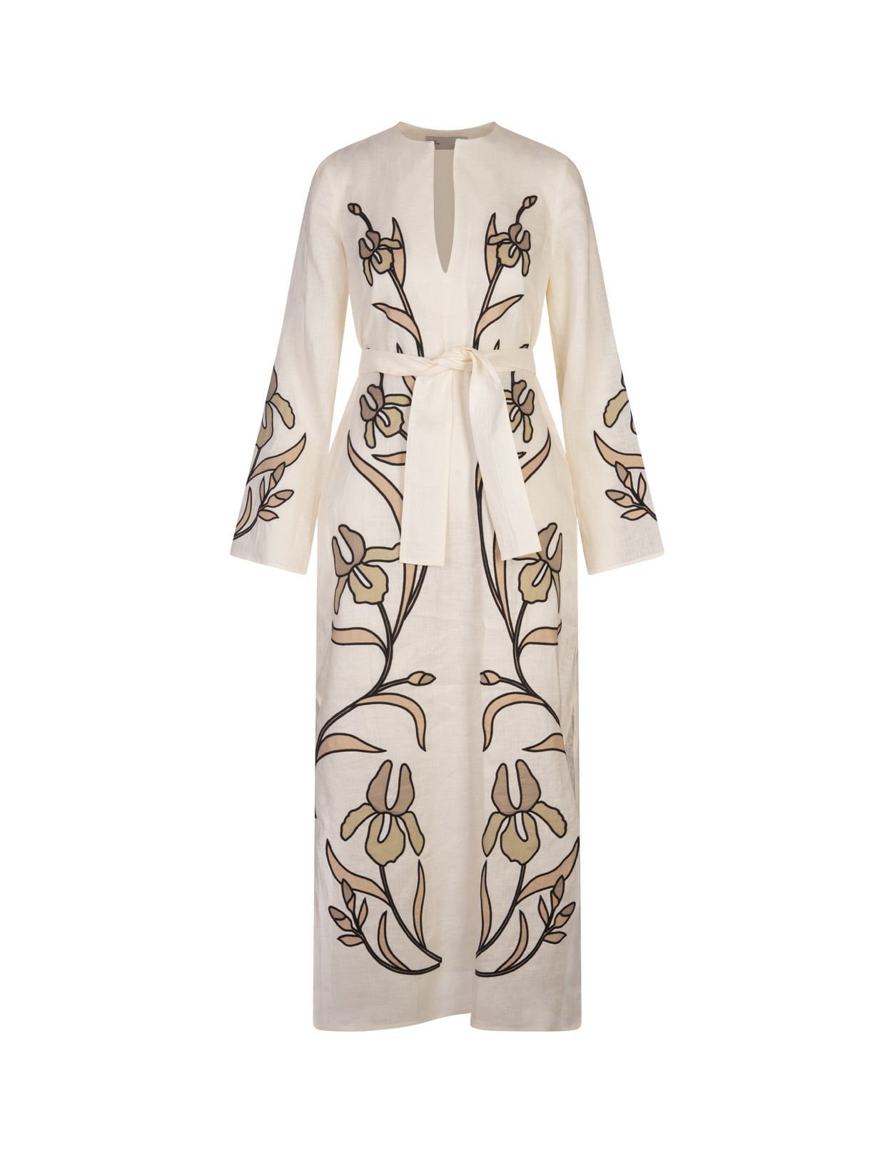 Shop Tory Burch White Linen Caftan With Applications