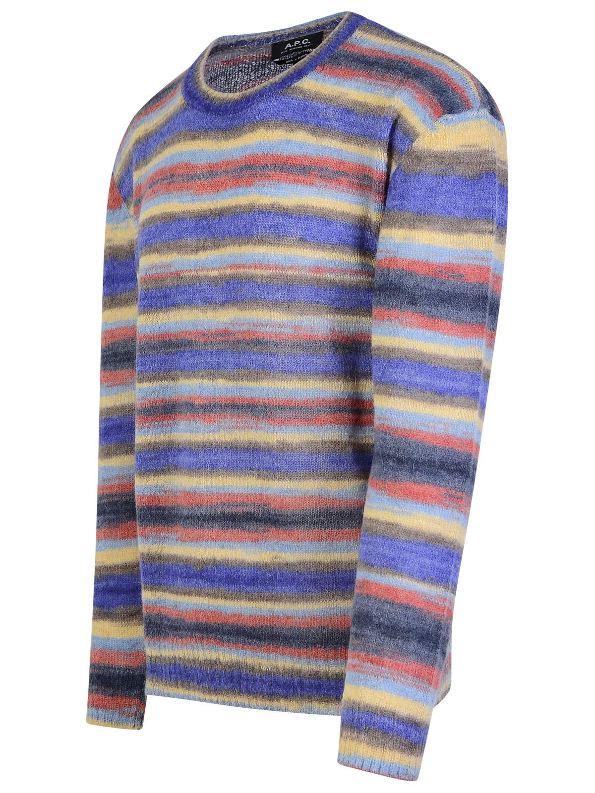 Shop Apc Bryce Multicolor Mohair Blend Sweater In Blue