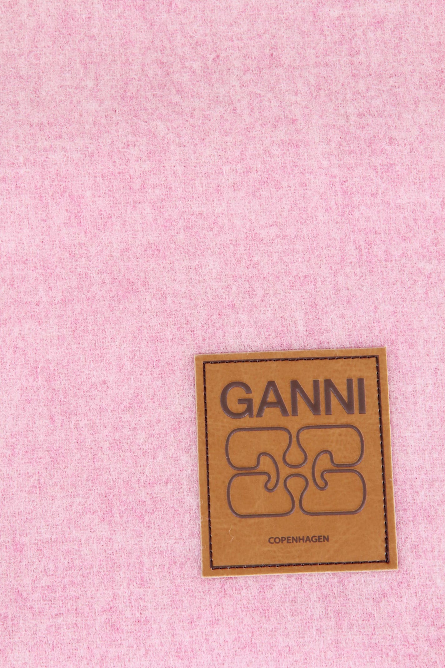 Ganni Logo-patch Fringed Scarf