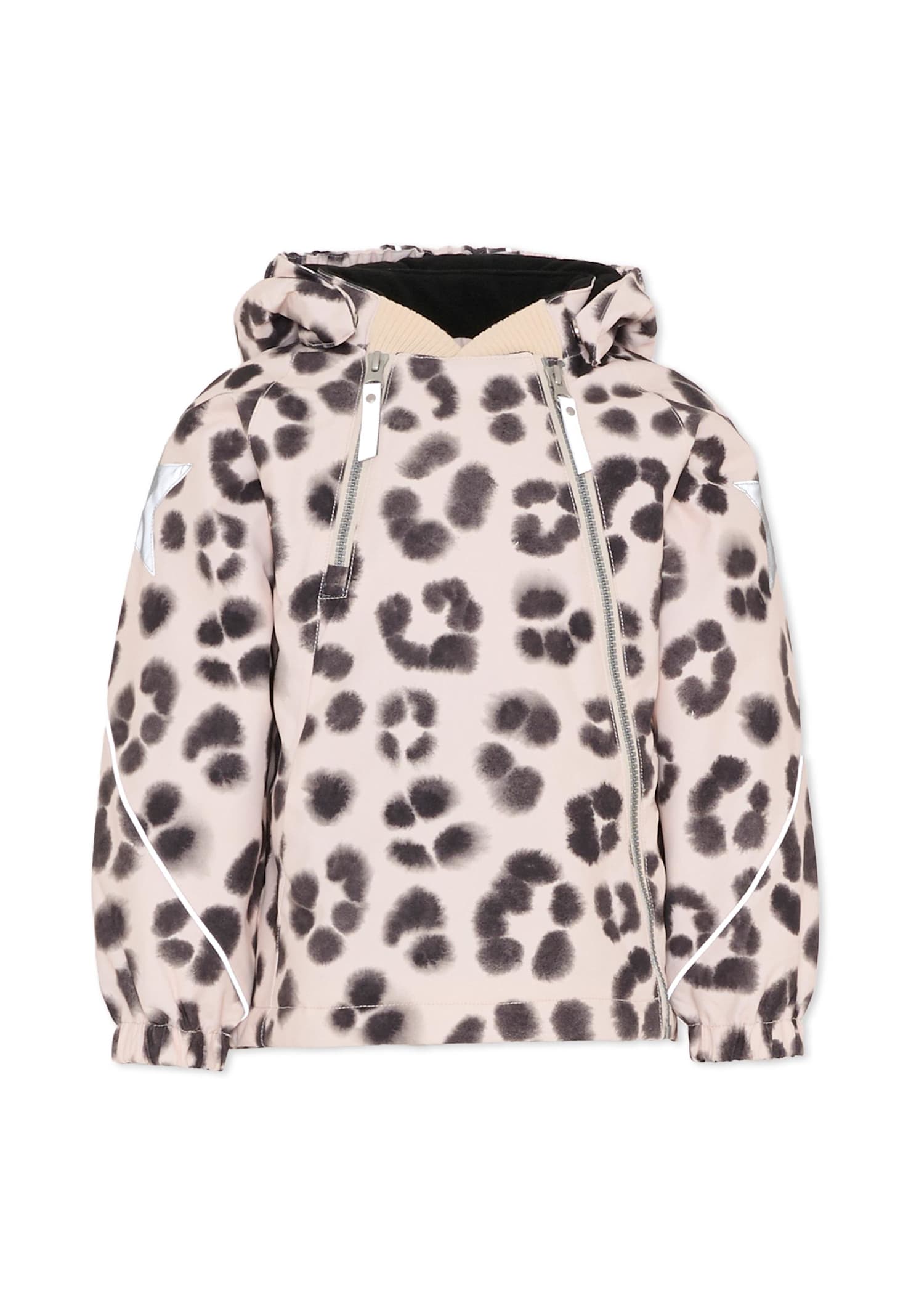Molo Beige Down Snow Jacket For Girl With Print In Neutral