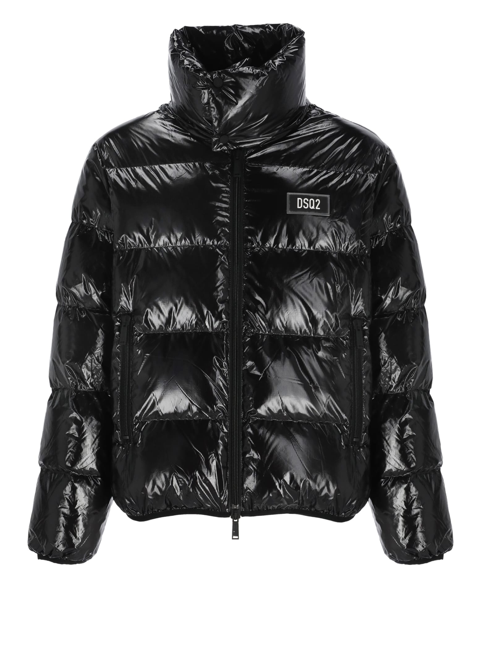 Shop Dsquared2 Quilted Down Jacket With Logo In Black