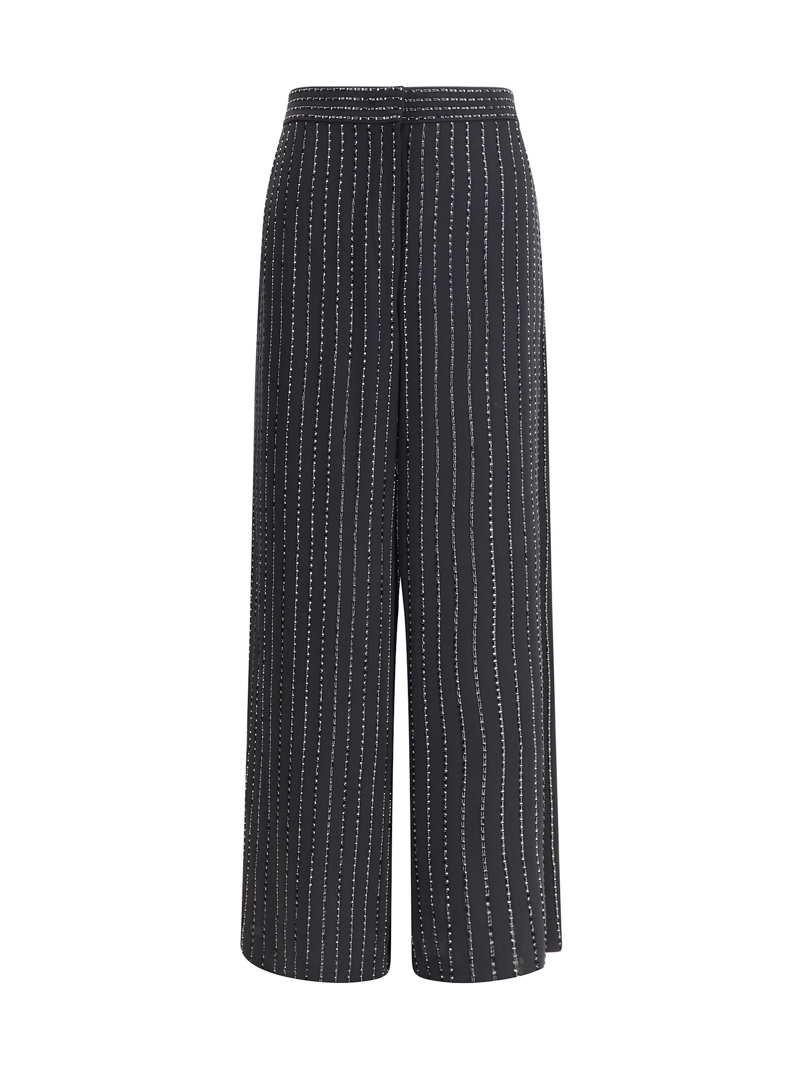 Giorgio Armani Wide-leg Silk Pants With Strass In Animal Print