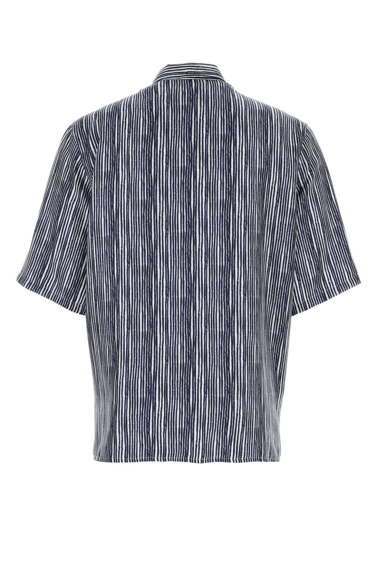 Shop Giorgio Armani Embroidered Satin Shirt In Bluewht