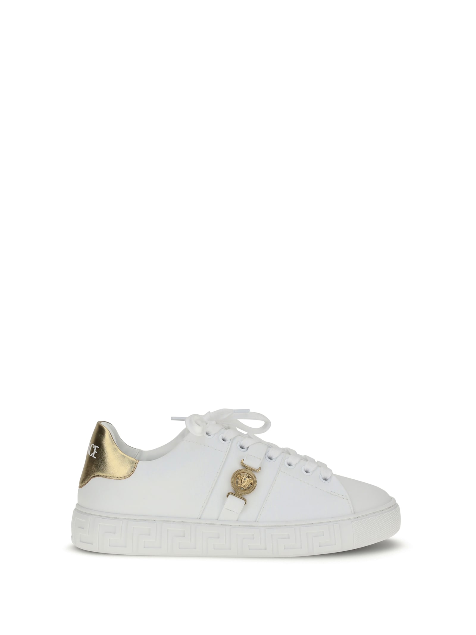 Versace Greek-key Emblem Sneakers In White