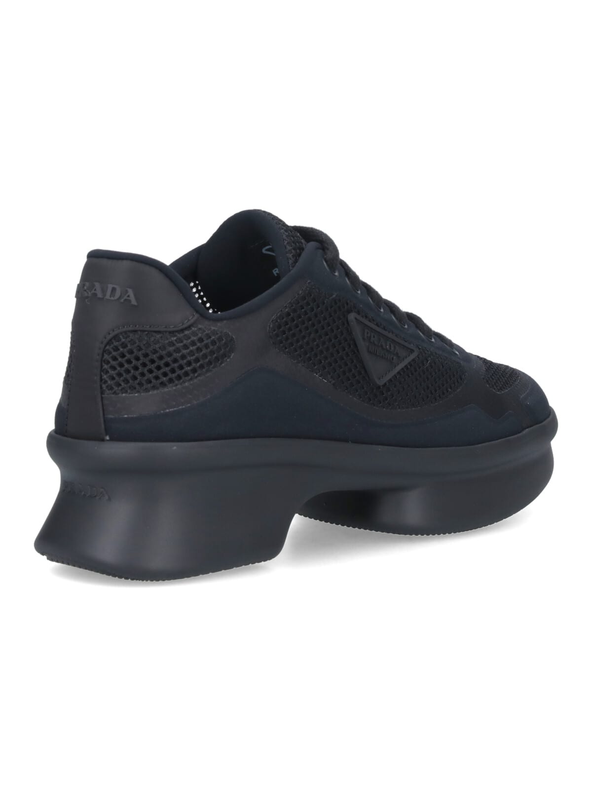 Prada Sneakers Mesh Upper Rubber Sole In Black