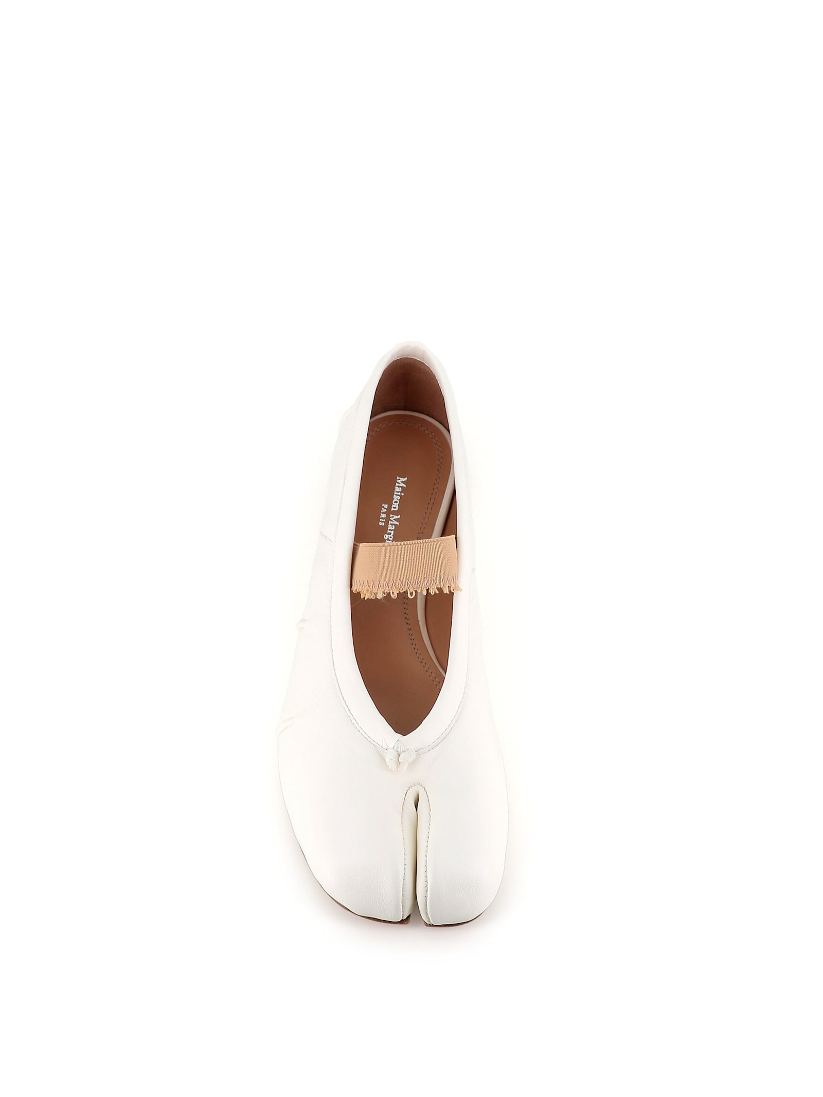 Maison Margiela Ivory Lamb Leather Ballerinas With Delicate Instep Strap