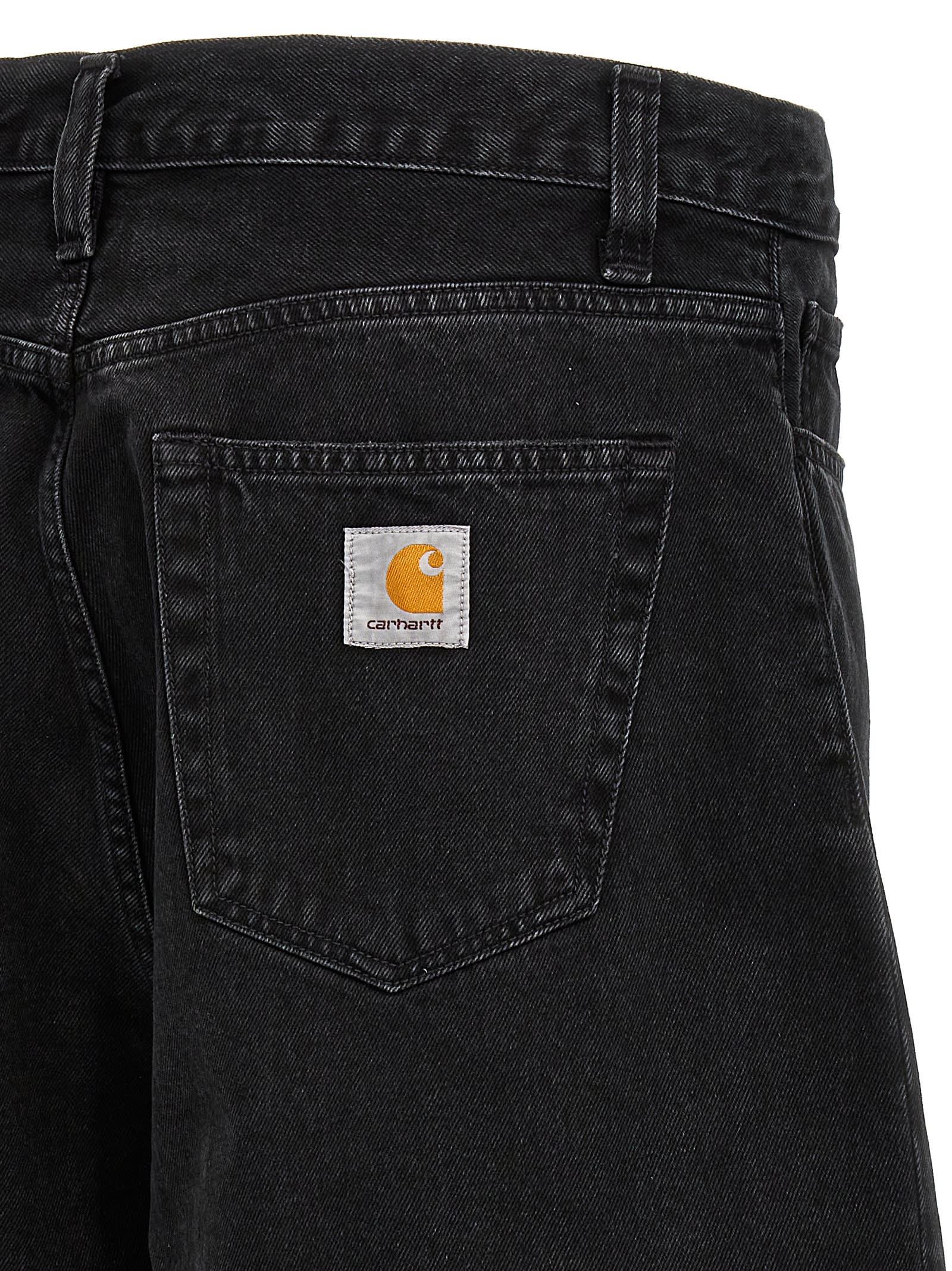 Carhartt Landon Bermuda Shorts In Black Stone Washed