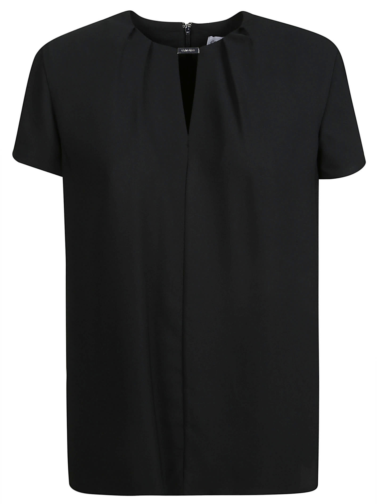 Calvin Klein Metal Bar Short-sleeved Blouse In Black