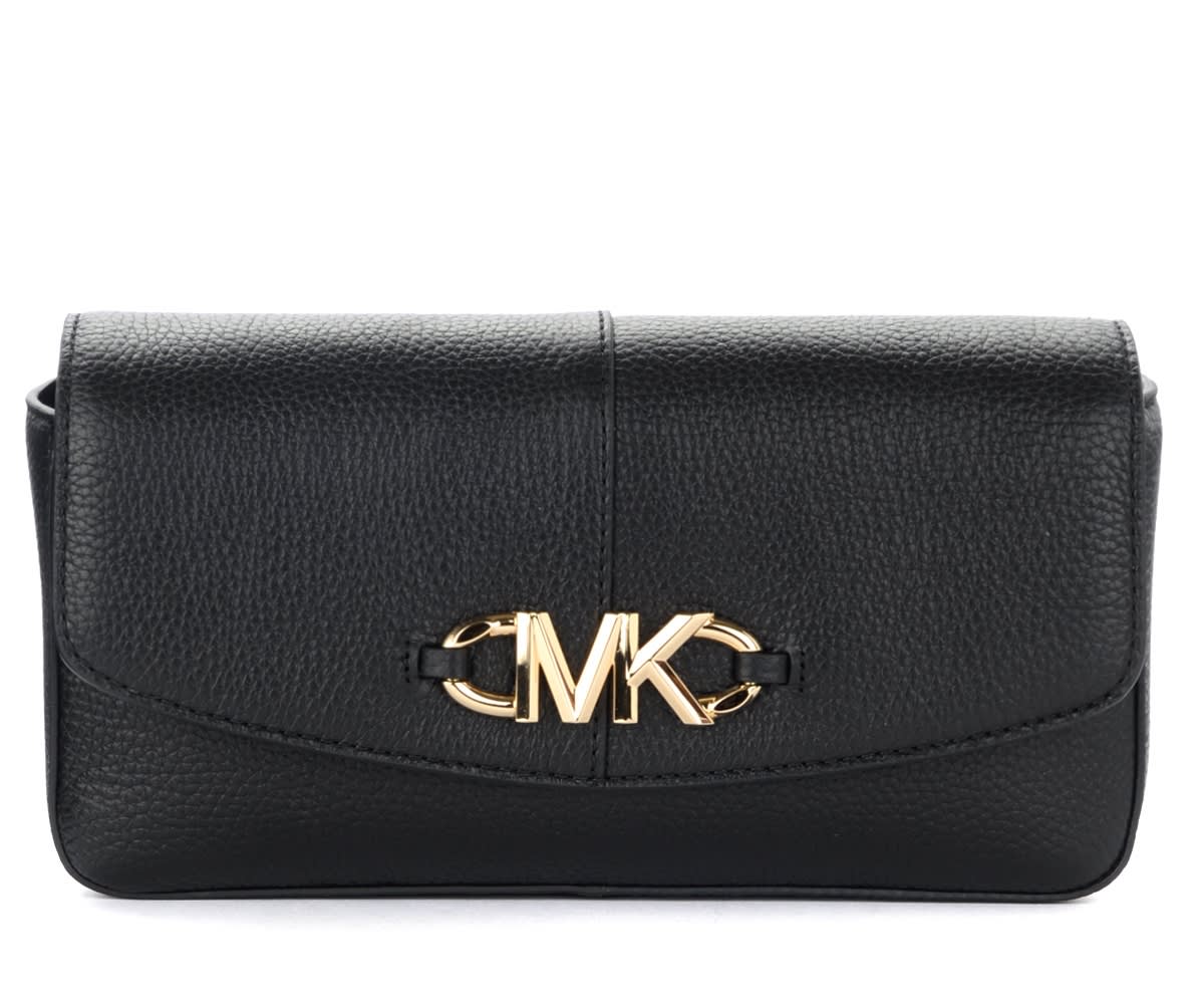 Michael Kors Izzy Black Grained Leather Clutch