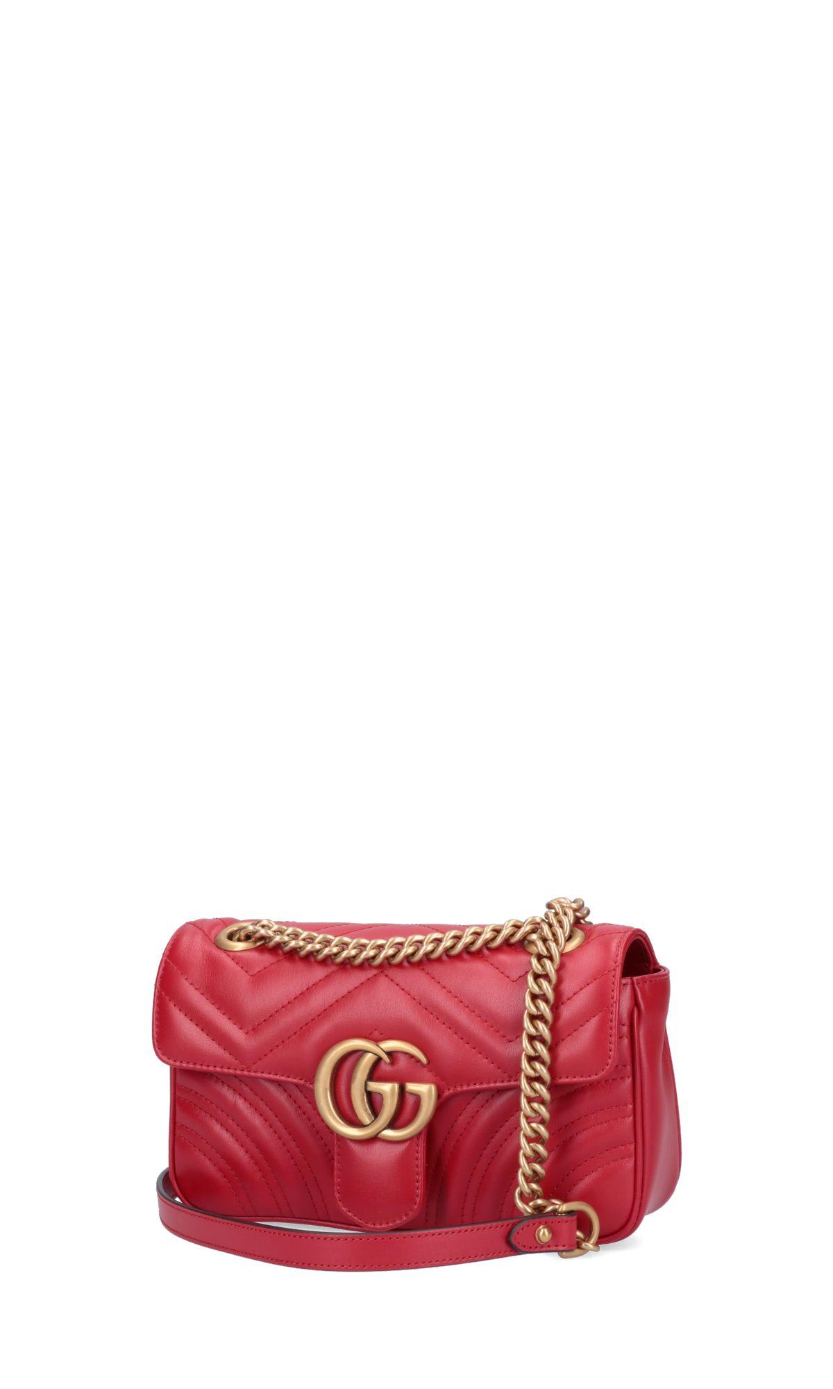 Shop Gucci Gg Marmont Shoulder Bag In Red