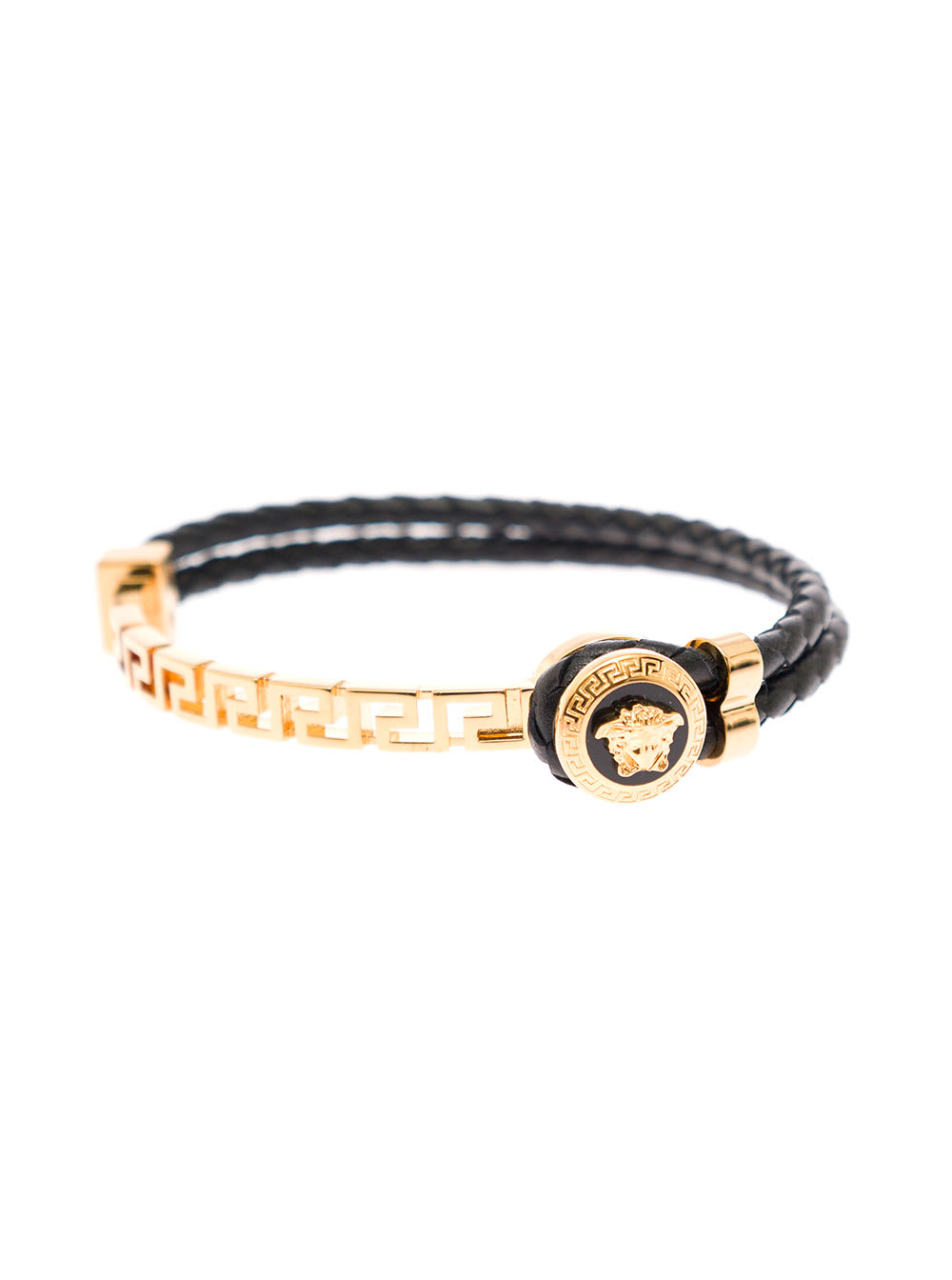 Versace Greca Leather And Metal Bracelet Versace Man