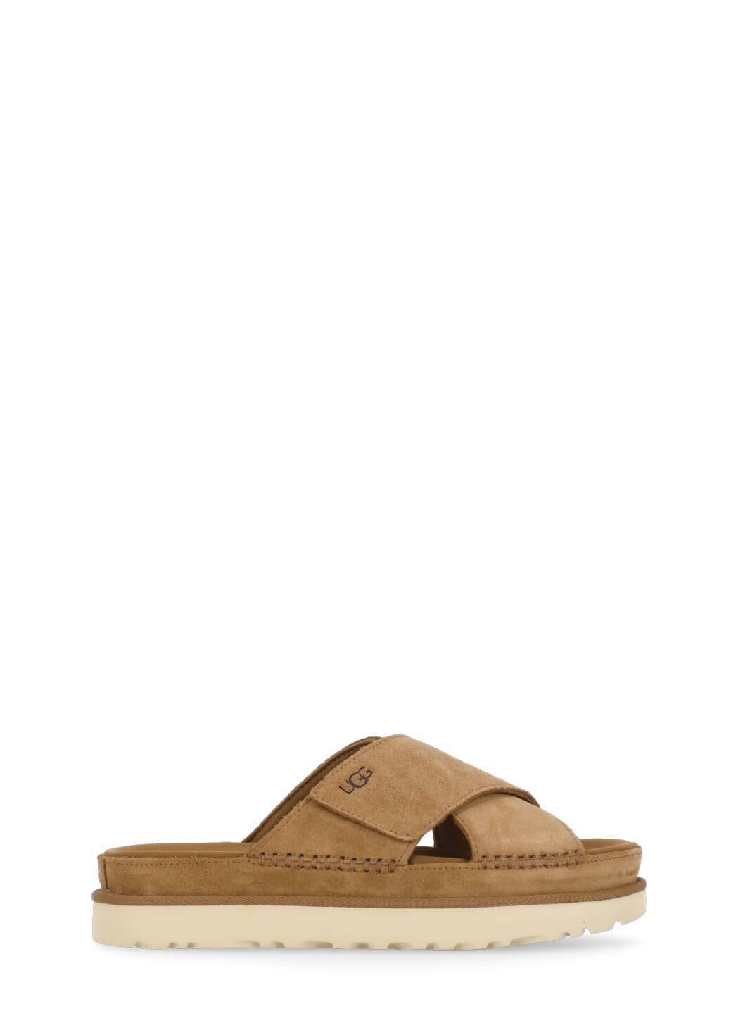 Shop Ugg Goldenstar Cross Sandals In Brown