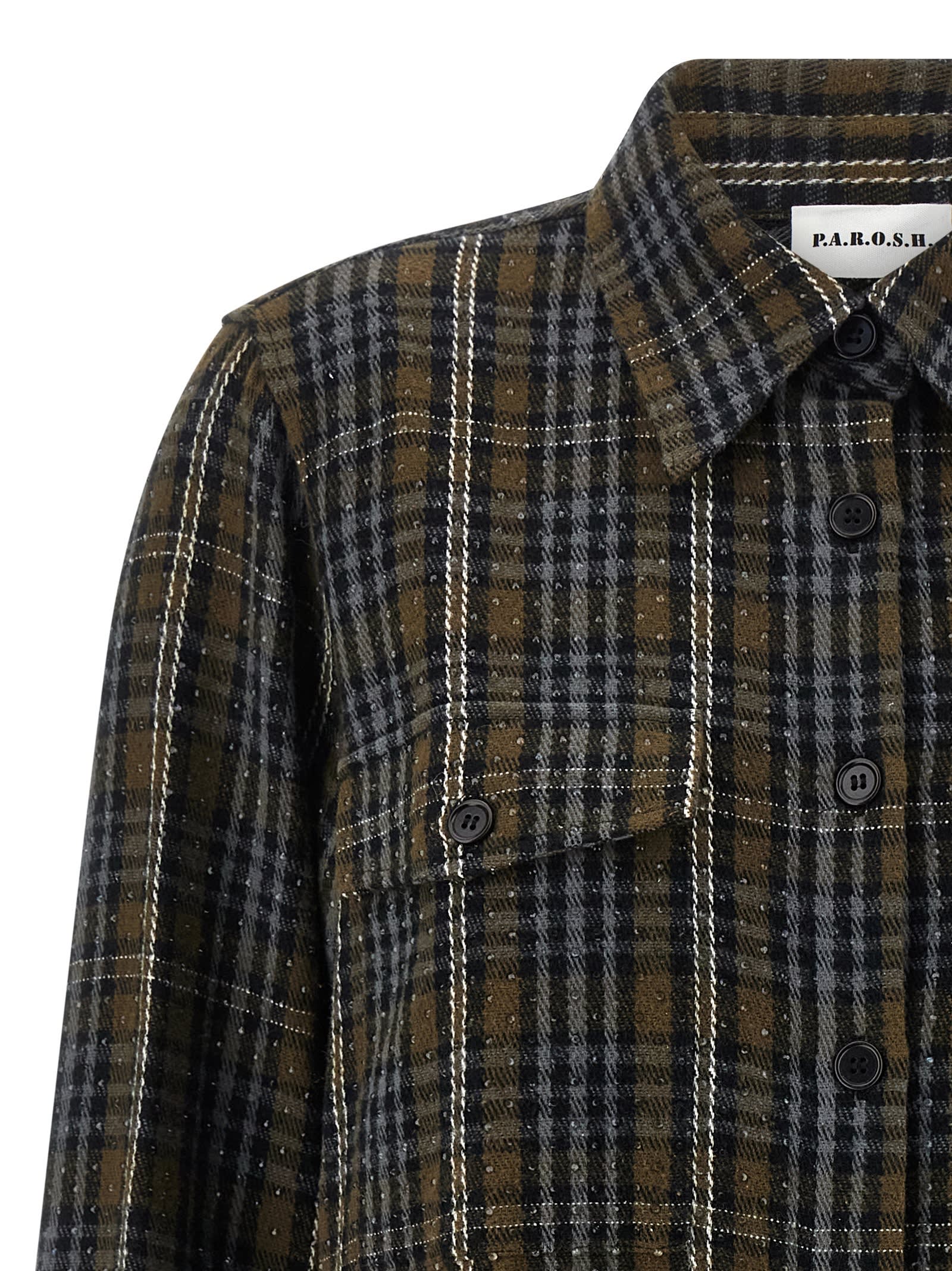 P.a.r.o.s.h Parosh Sequined Cotton Shirt In Green