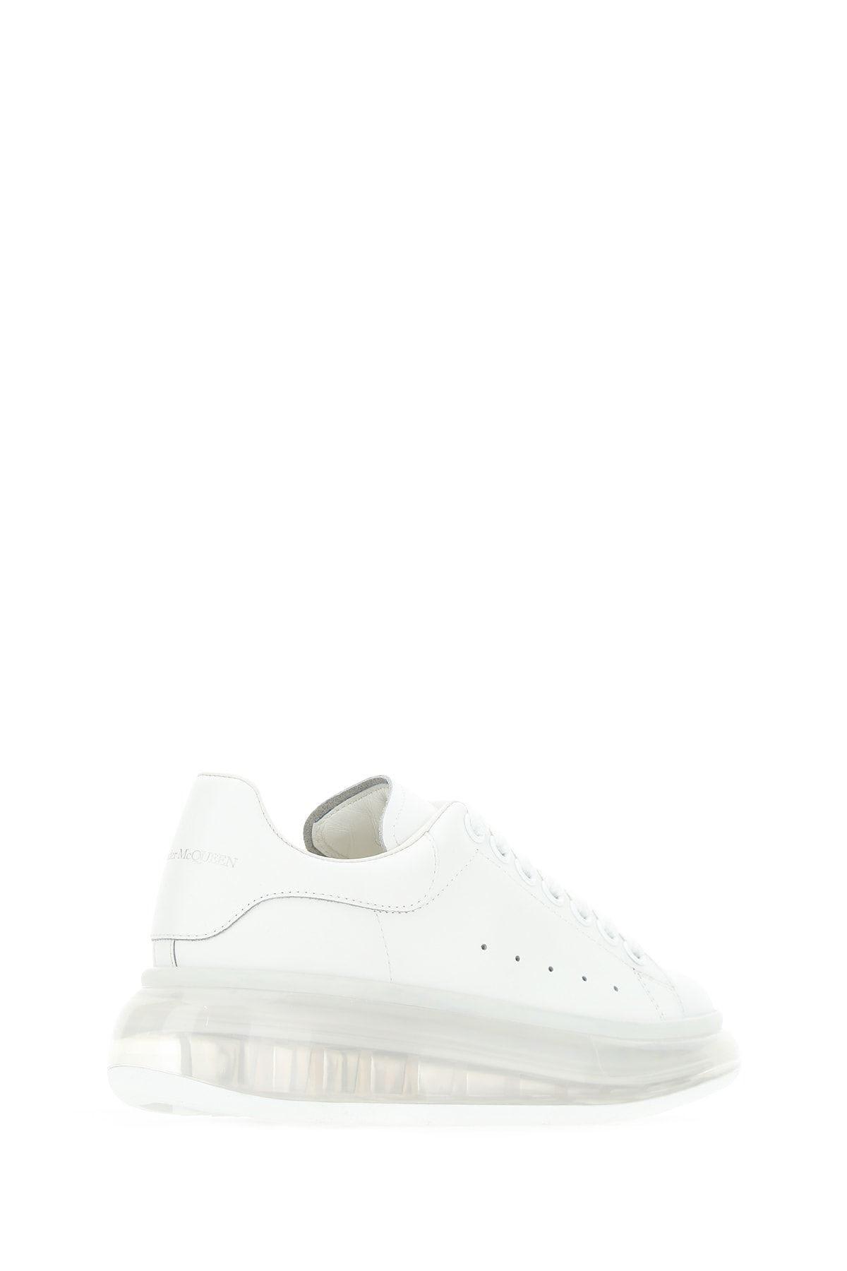 Shop Alexander Mcqueen White Leather Sneakers