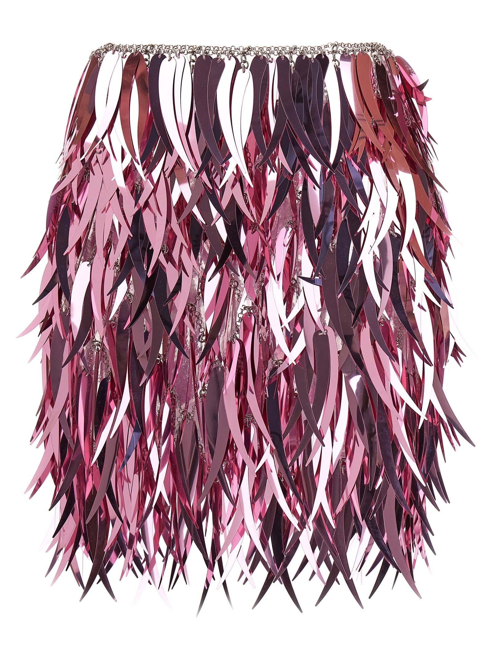 Shop Rabanne Metallic Feather Skirt In Pink