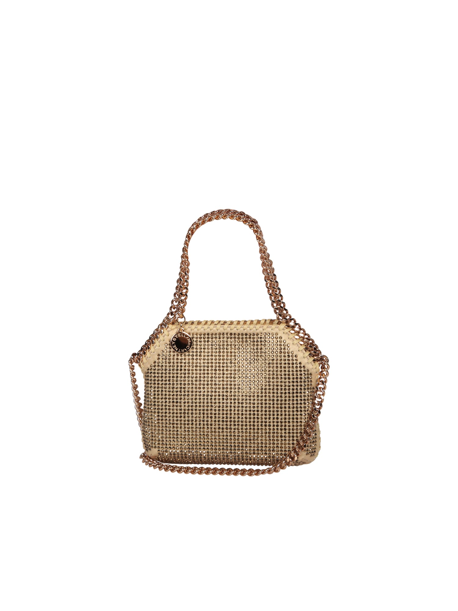 Stella Mccartney Falabella Mini Crystal Gold Bag In Metallic