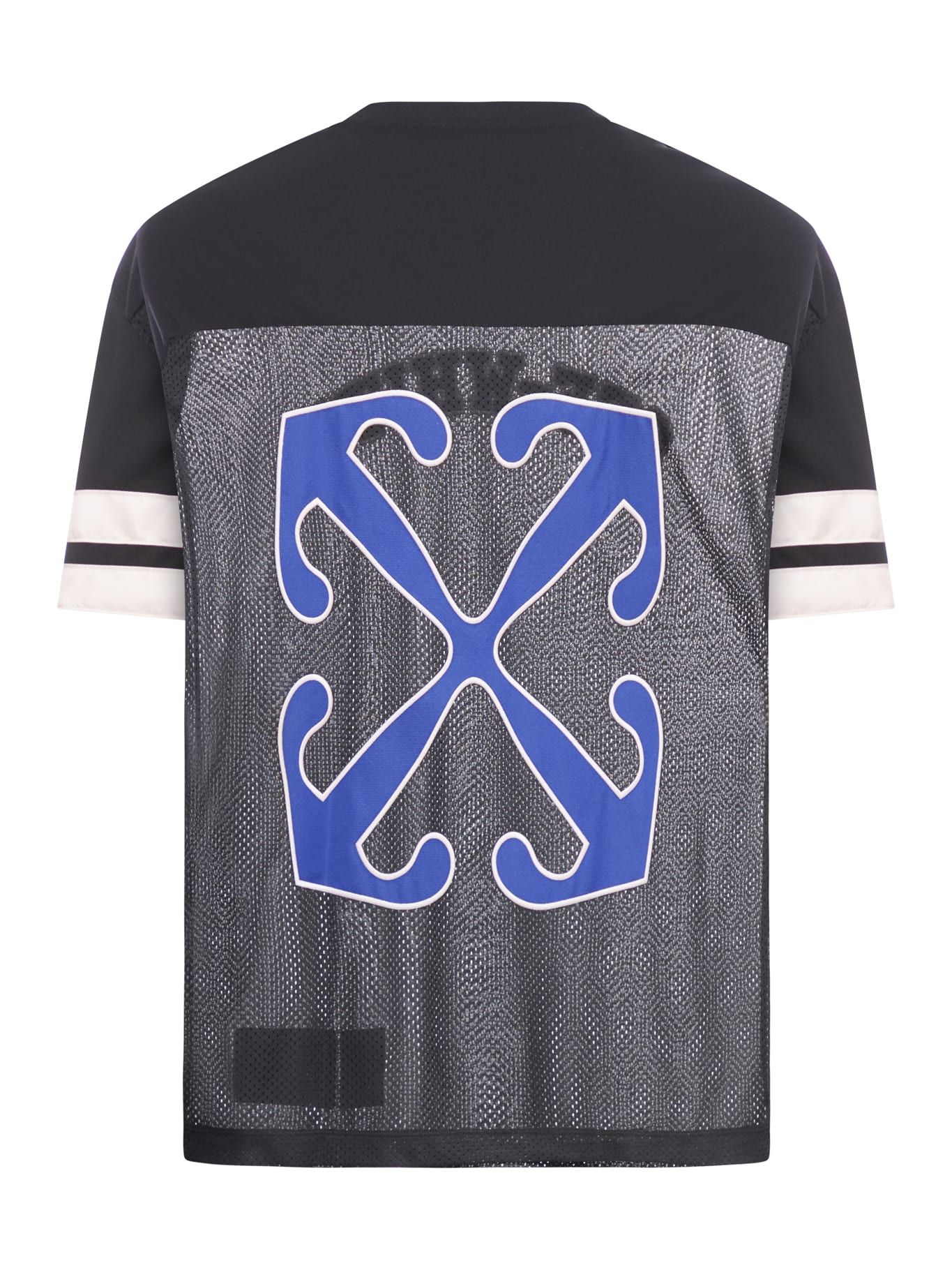 Shop Off-white Off Football Mesh S/s Tee In Black True Blue