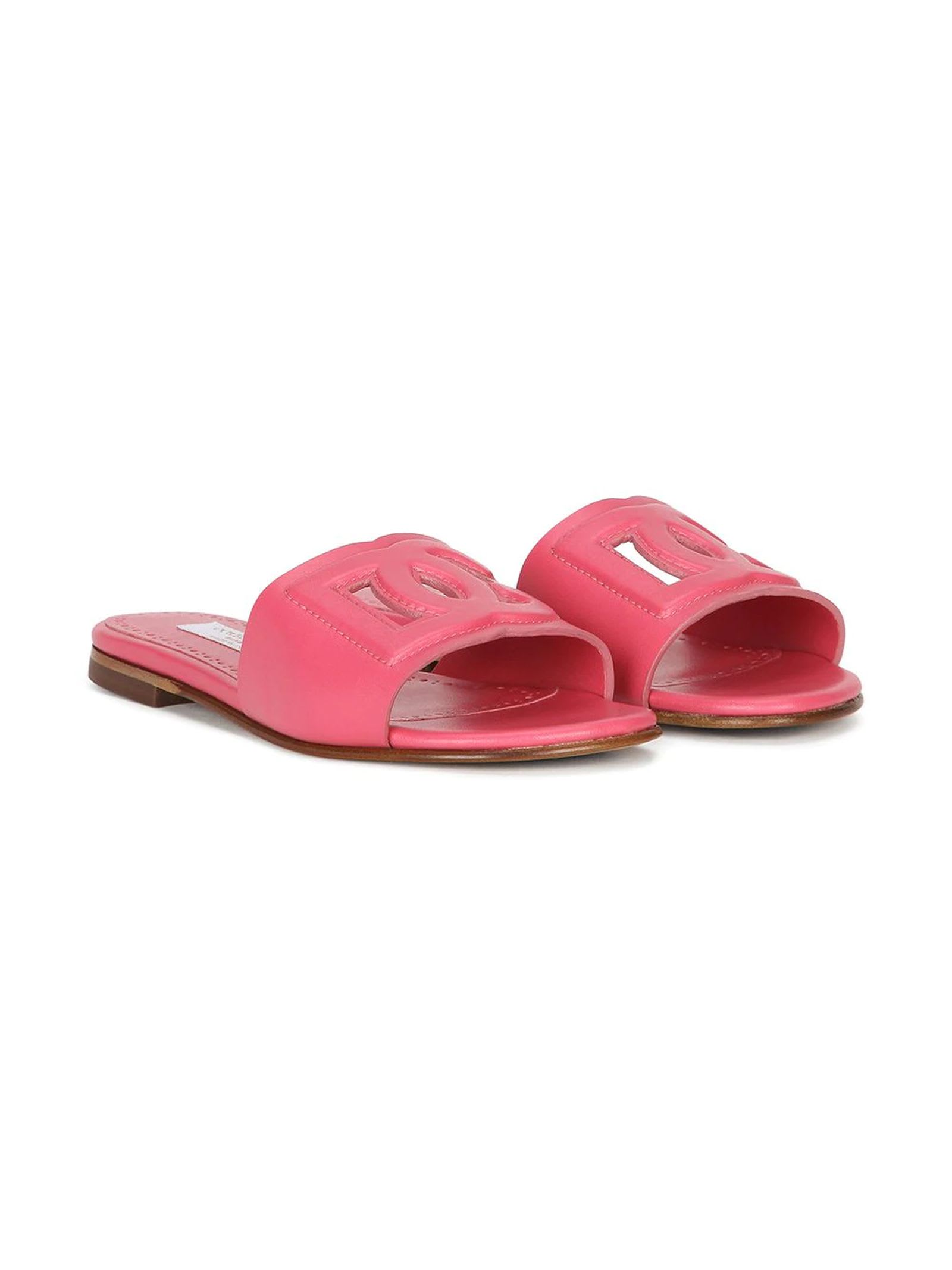DOLCE & GABBANA PINK LEATHER SANDALS