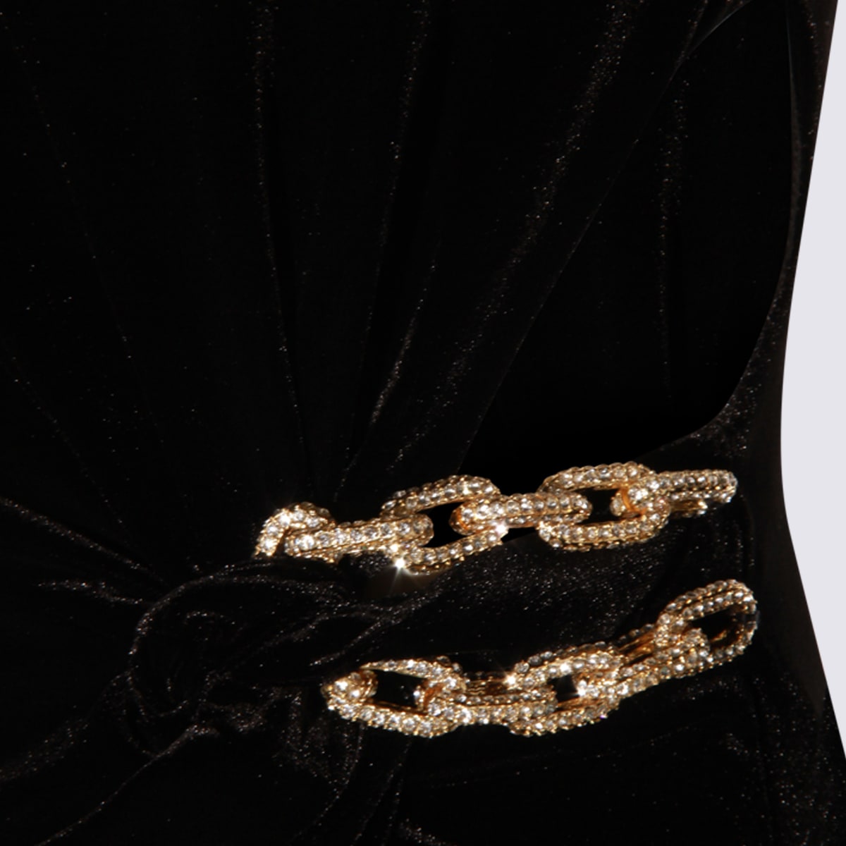 Self-portrait Twisted Waist Dress With Gold Detail In Black