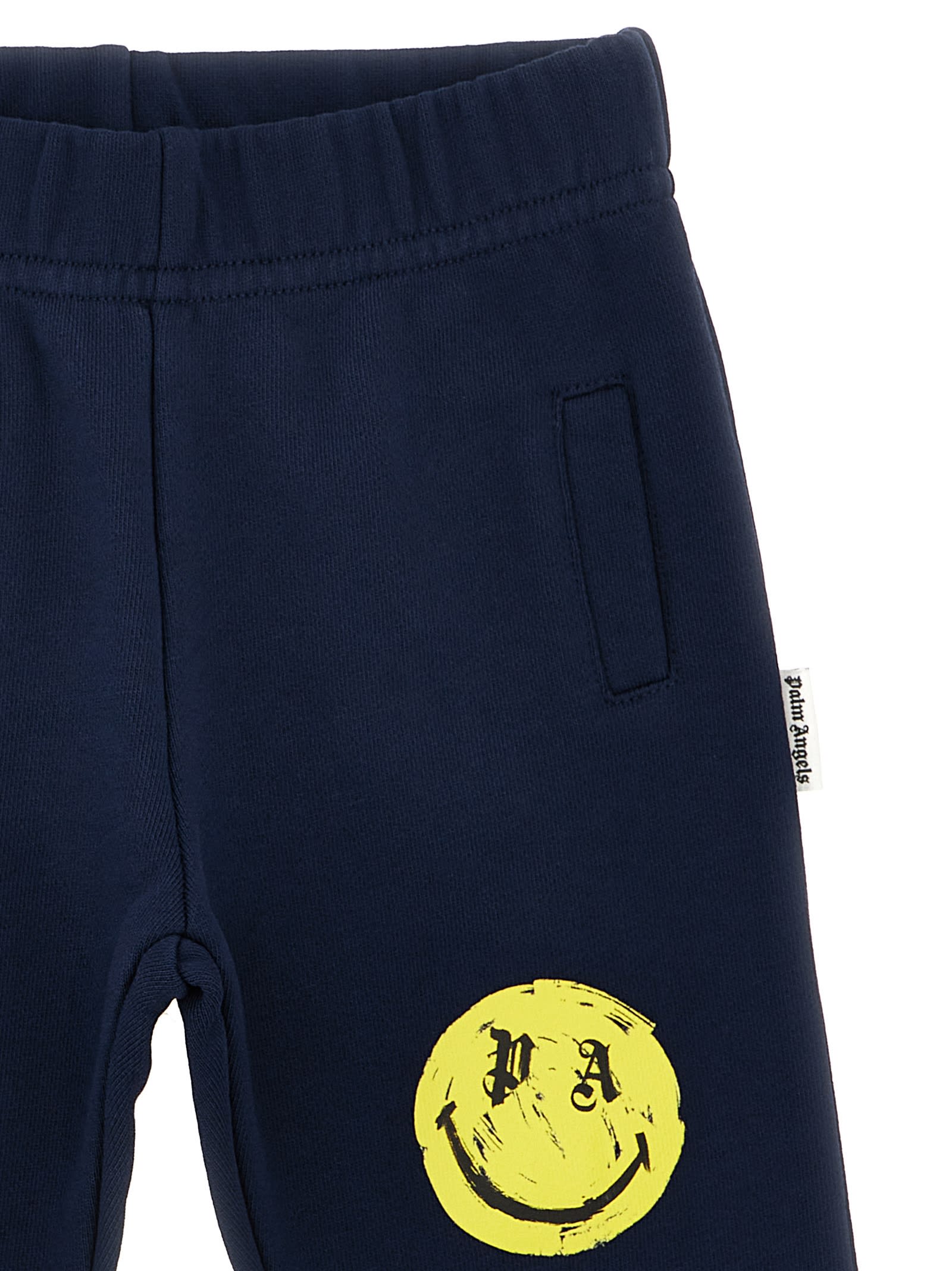 Shop Palm Angels Pa Smiley Brush Joggers In Blue