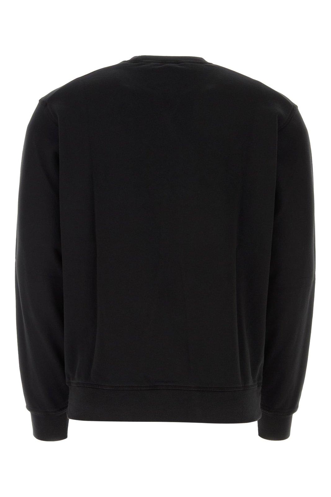 Dsquared2 Cotton Crewneck Sweater With Ribbed Hem In Black