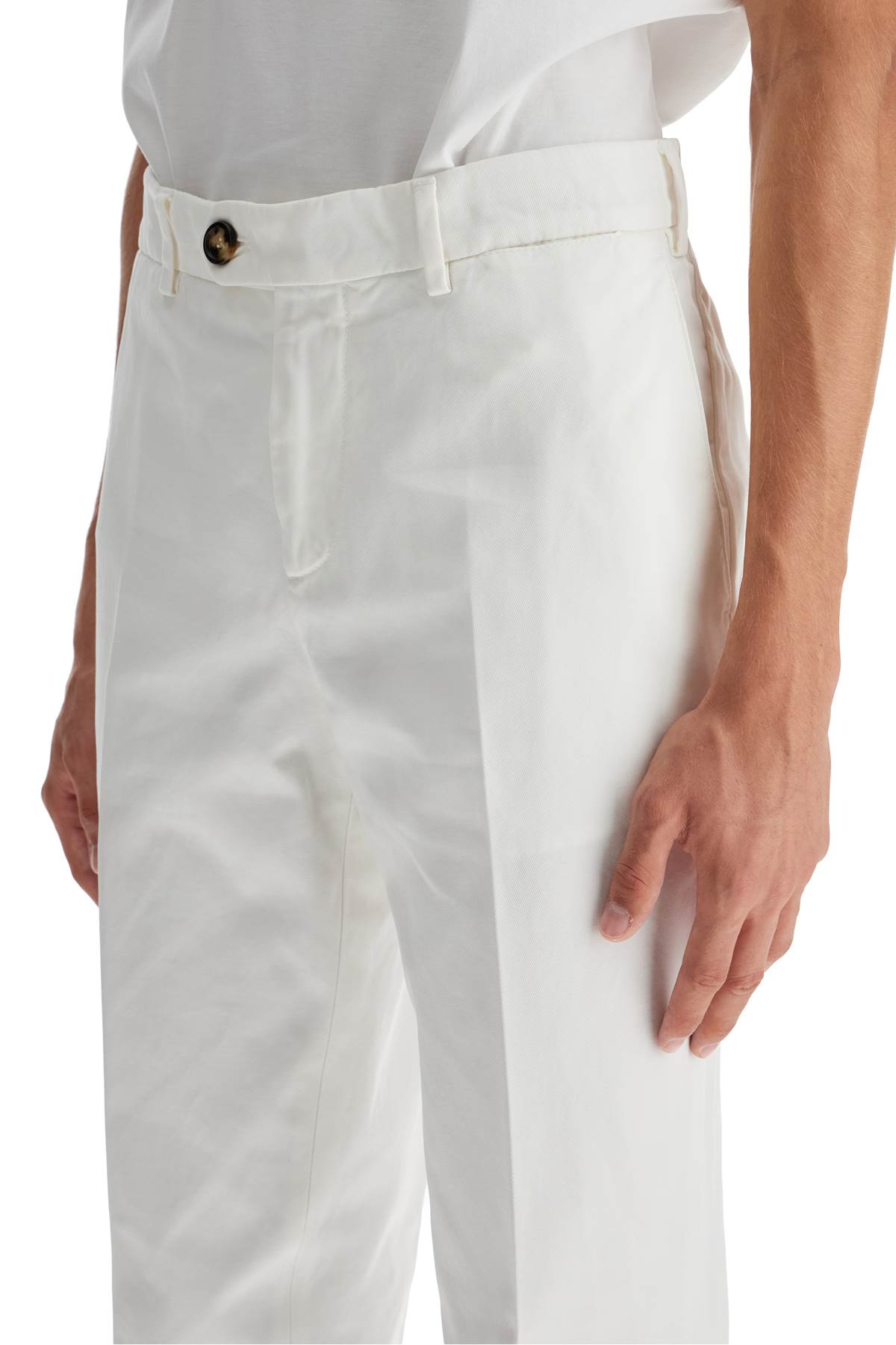 Shop Brunello Cucinelli Italian Fit Gabardine Trousers For In Neve (white)