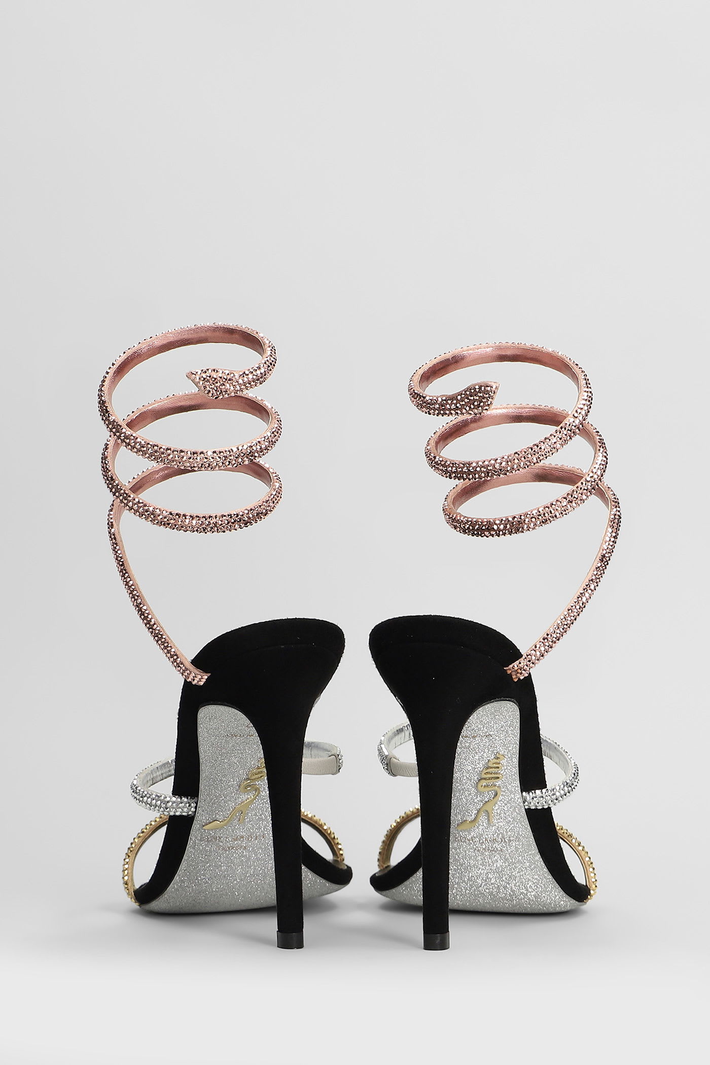 René Caovilla Heeled Sandals Embellished Straps In Multi