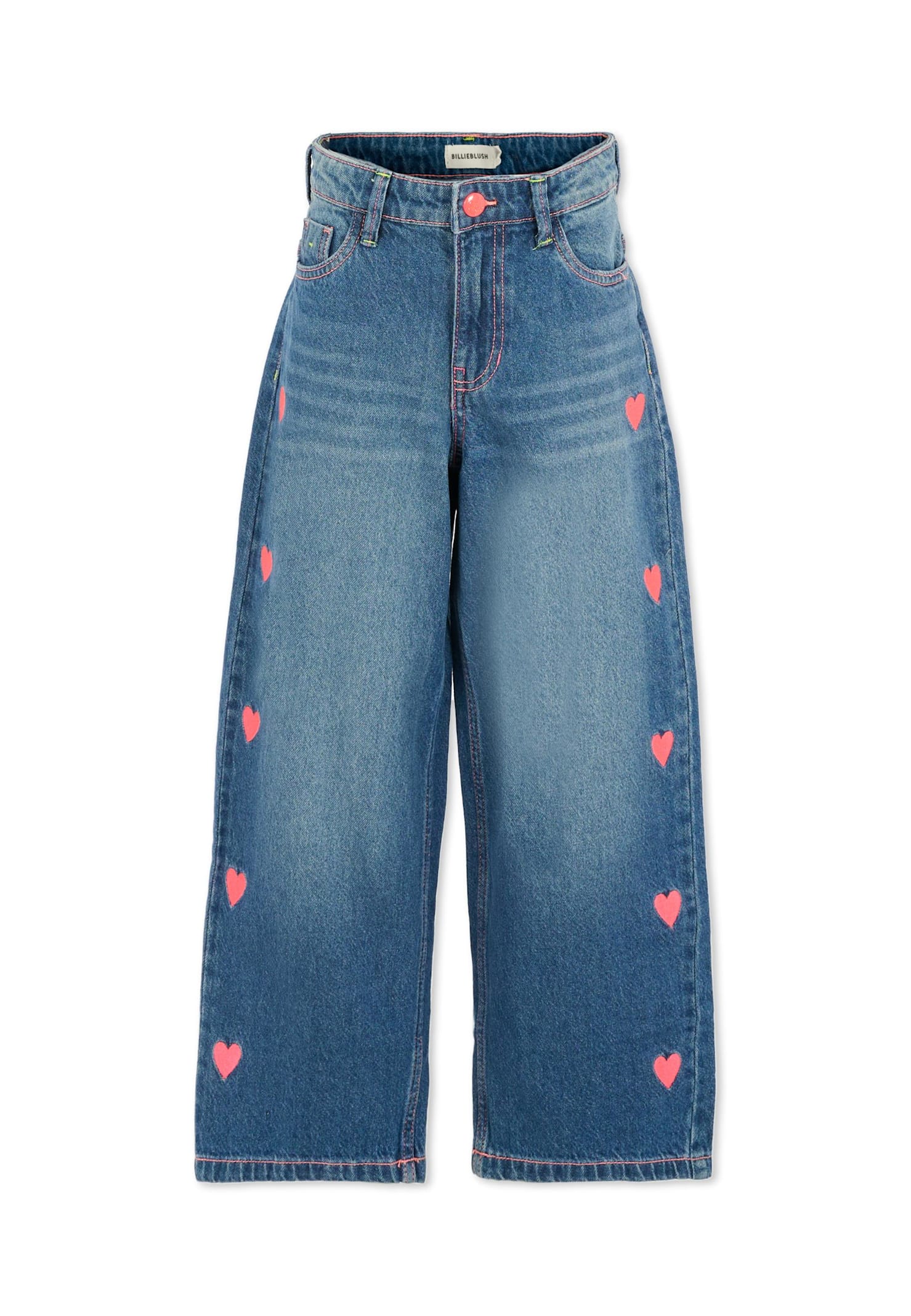 Billieblush Denim Jeans For Girl With Hearts In Blue