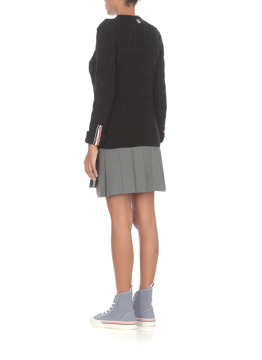 Thom Browne 4-bar Pleated Miniskirt In Grey