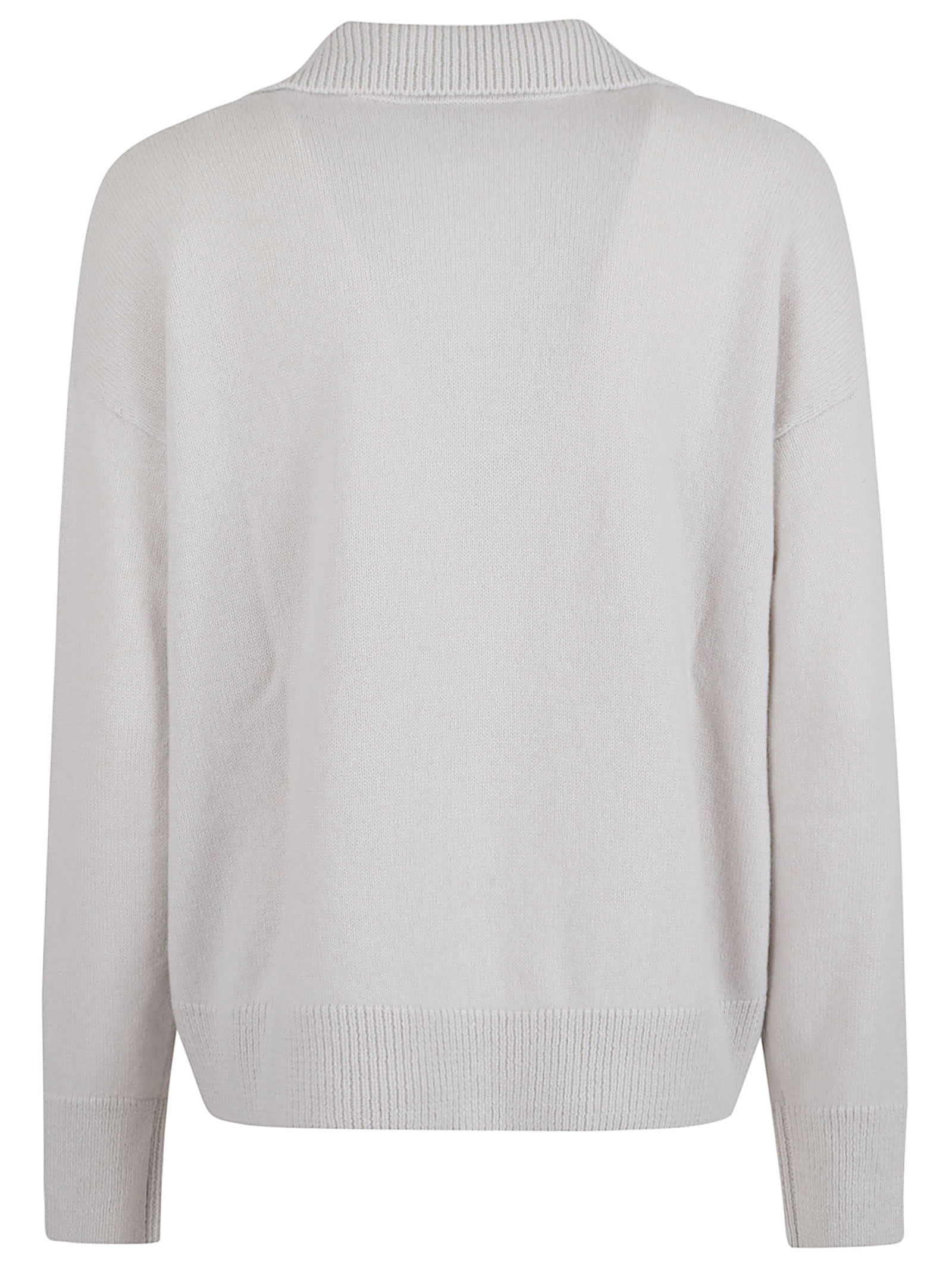 Antonelli Long-sleeved Ribbed Sweater In White