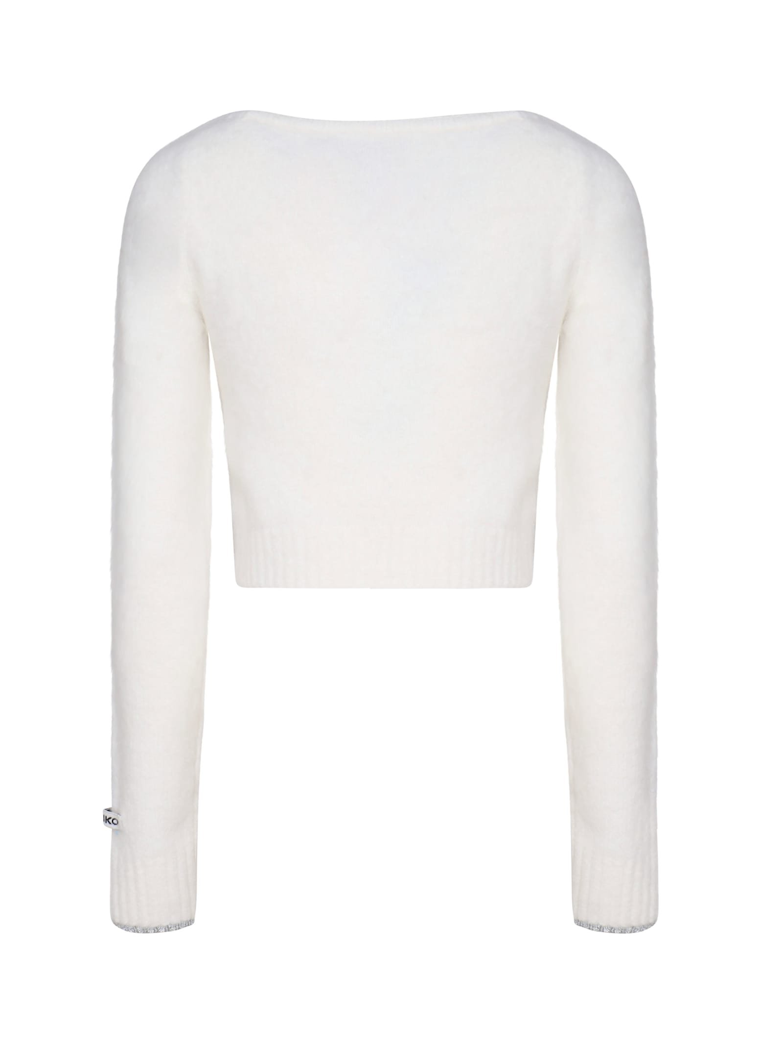 Shop Pinko Colorpoint Sweater With Wide Round Neckline In White