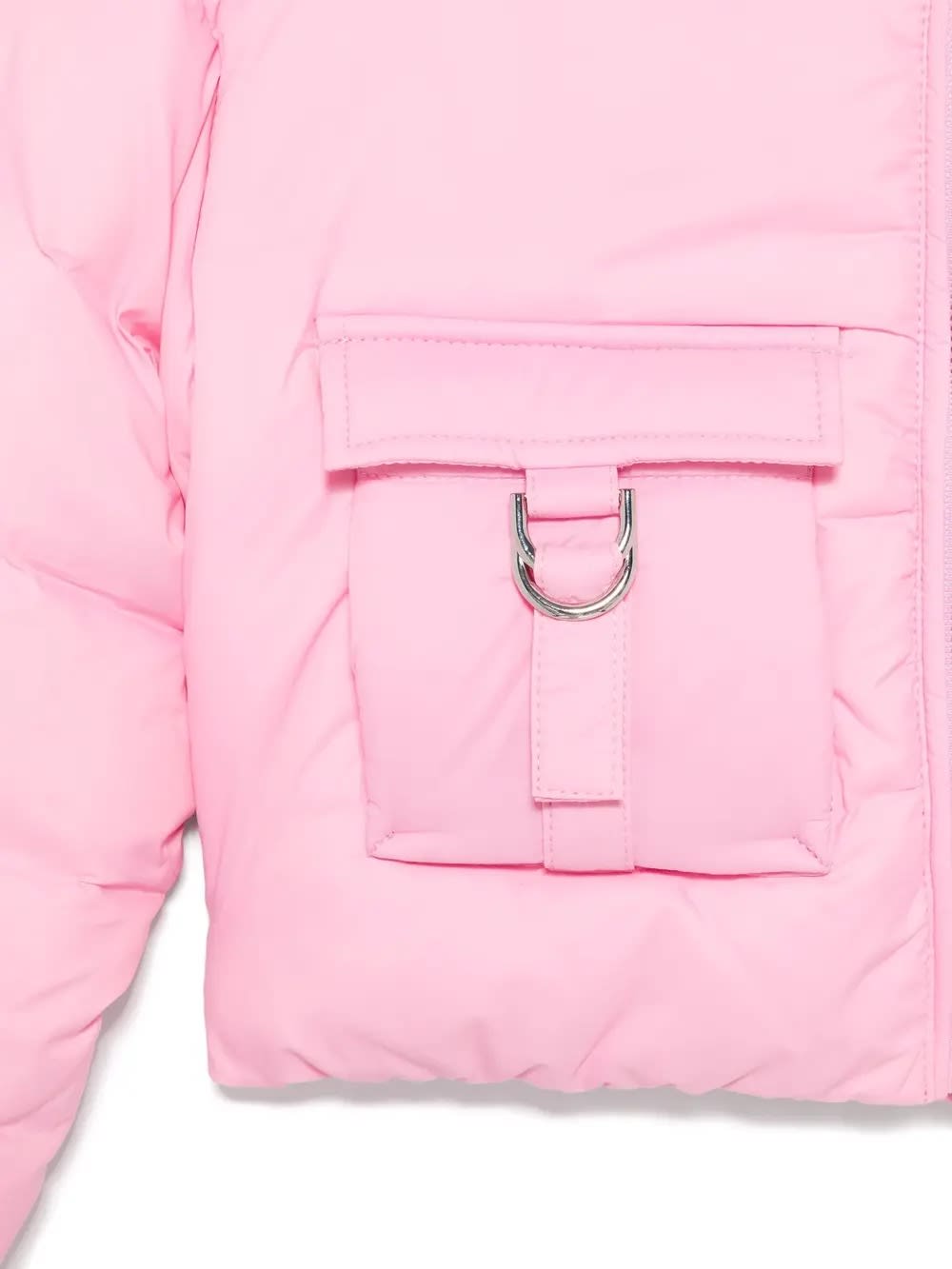 Shop Miss Blumarine Pink Puffer Jacket With Back Logo