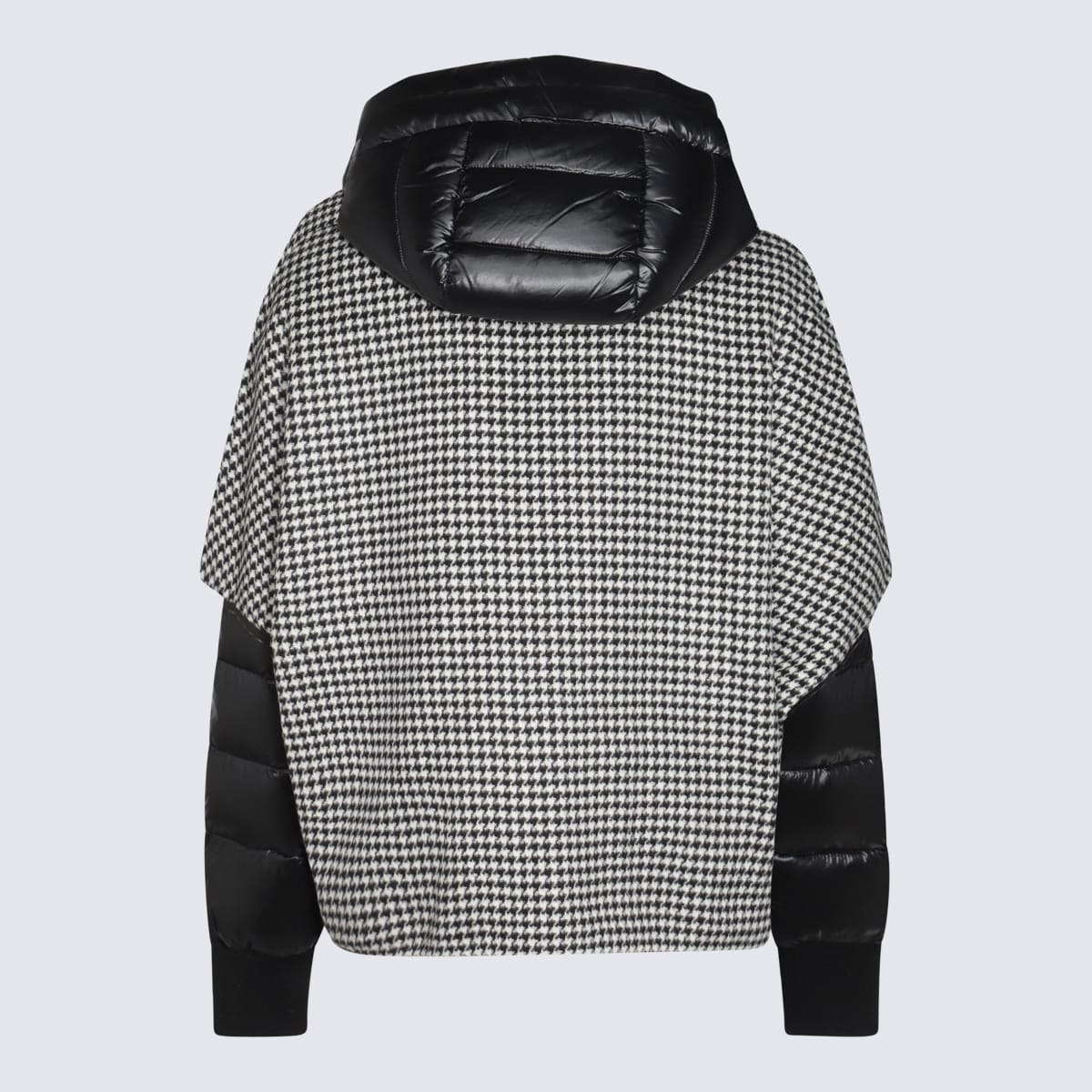 Shop Moorer Black And Grey Wool Down Jacket In Nero/panna