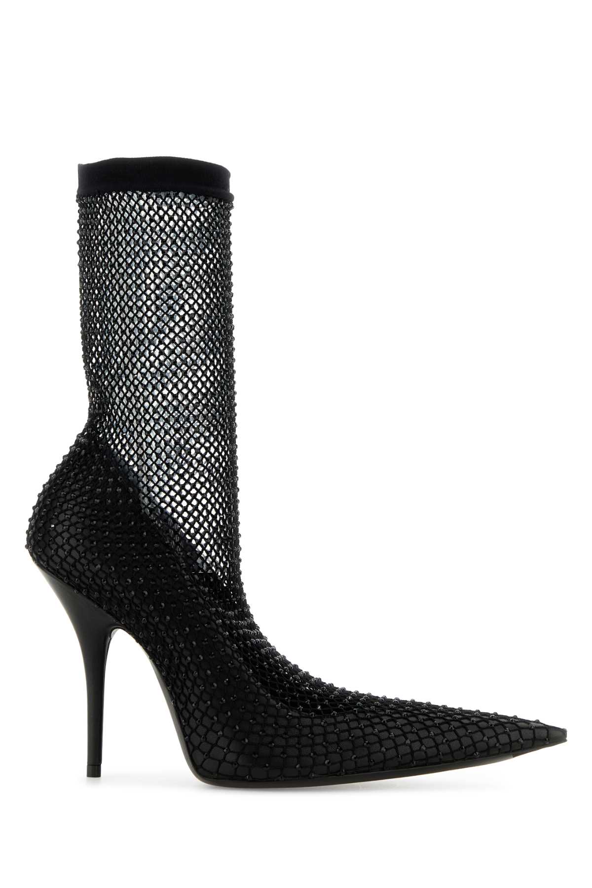 Balenciaga Black Nappa Leather And Mesh Avenue Ankle Boots