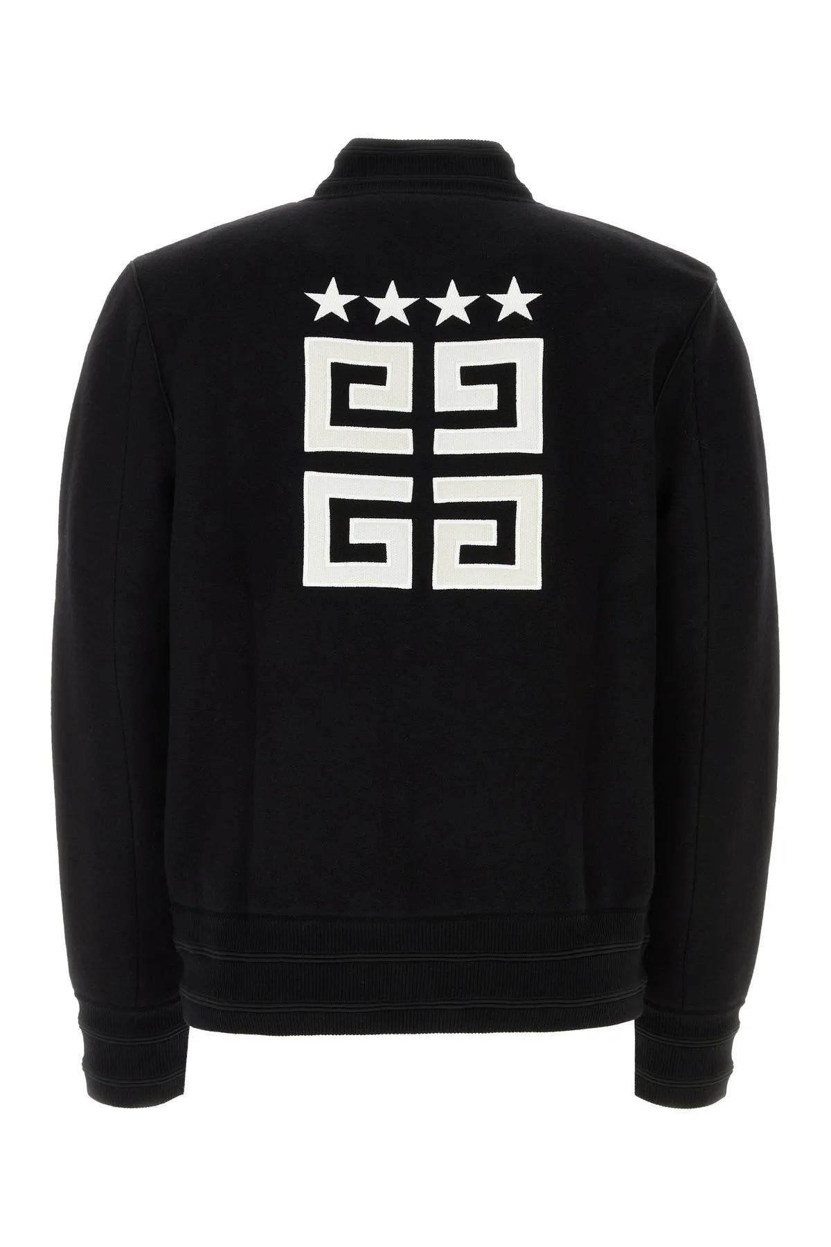 Shop Givenchy Black Wool 4g Stars Bomber Jacket In Nero