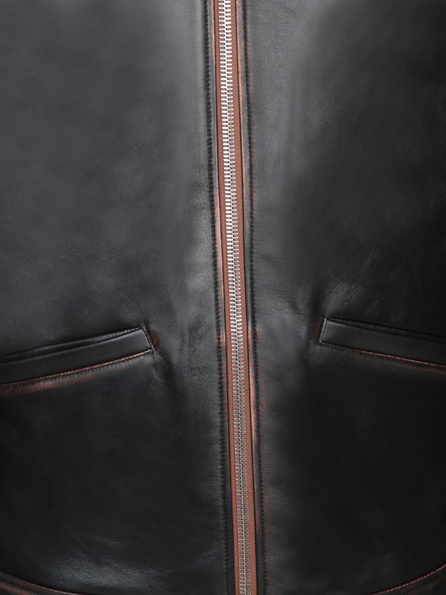 PAUL SMITH DESTROYED BROWN LEATHER JACKET