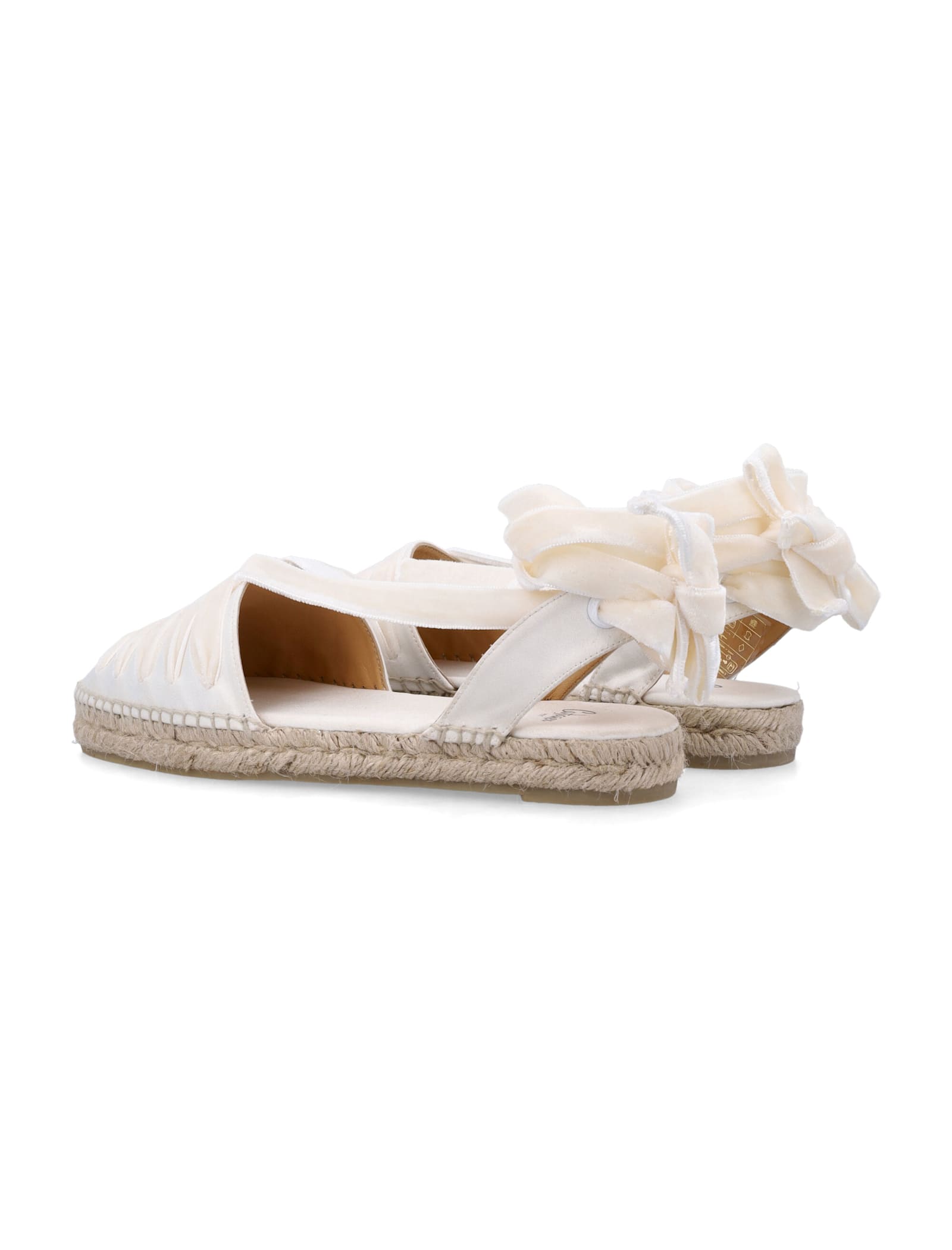 Castaã±er Castaner Ruched Design Espadrilles With Floral Accent In Crudo White