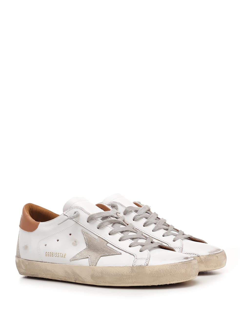 Shop Golden Goose White/brown Superstar Sneakers In Leather Brown